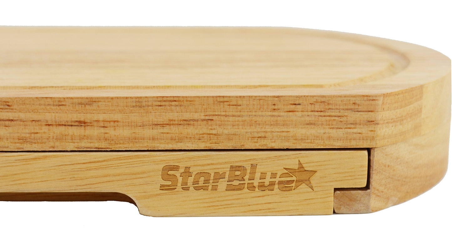 Cheese Board Set by StarBlue - with 4 Knives and Slide Out Drawer | Large Oak Wooden Cheese and Platter Cutting Serving Plate Tray | Best for Housewarming and Birthday Gift