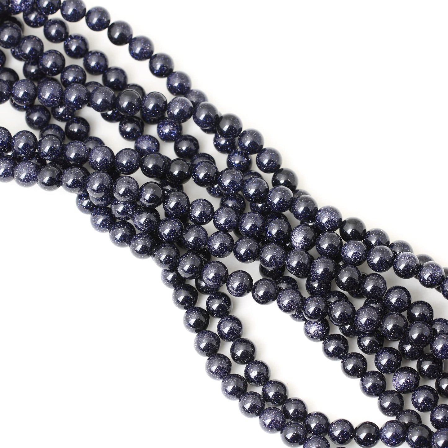 CHEAVIAN 45PCS 8mm Natural Blue Sandstone Gemstone Round Loose Beads Stone Beads for Jewelry Making DIY Findings 1 Strand 15"