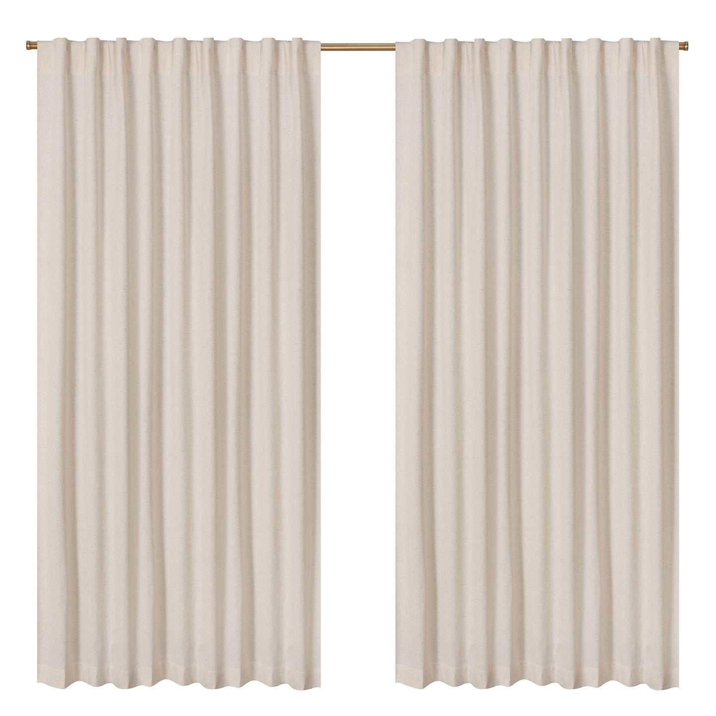 Bedding Craft Natural Taupe Linen Tab Top Curtains – Set of 2, 50x84 Long, Natural Flax Linen Drapes, Window Curtains