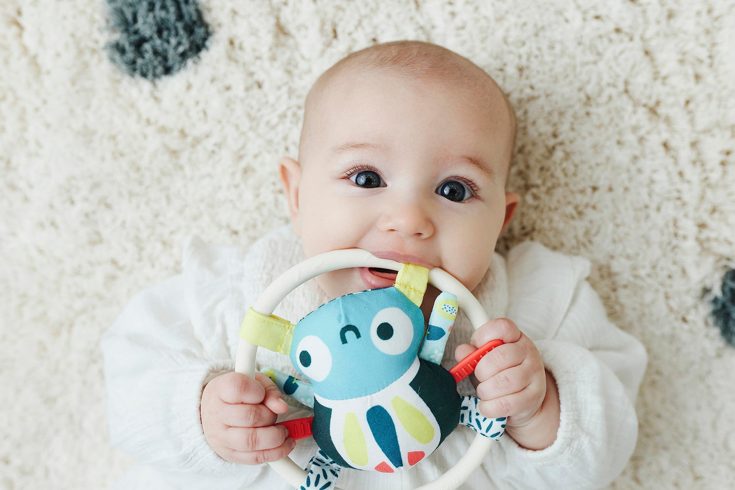 Miniland Feel to Learn Spider Teether Rattle for Infant and Toddlers from 0 to 6 Months