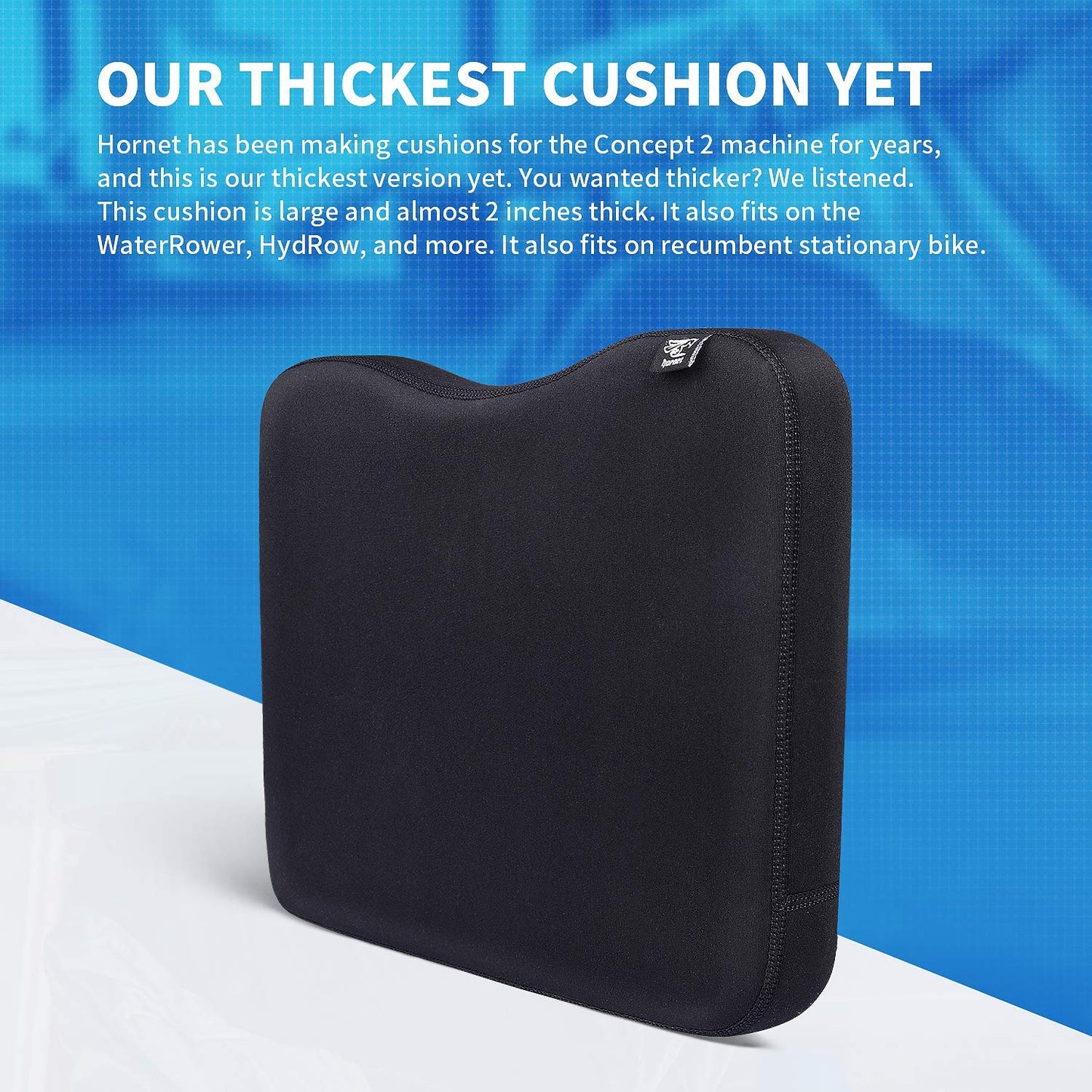 Hornet Watersports Memory Foam Rowing Machine Seat Cushion Designed for Rowing Machine Concept 2 Rower and More- Universal and Compatible with Most Rowers