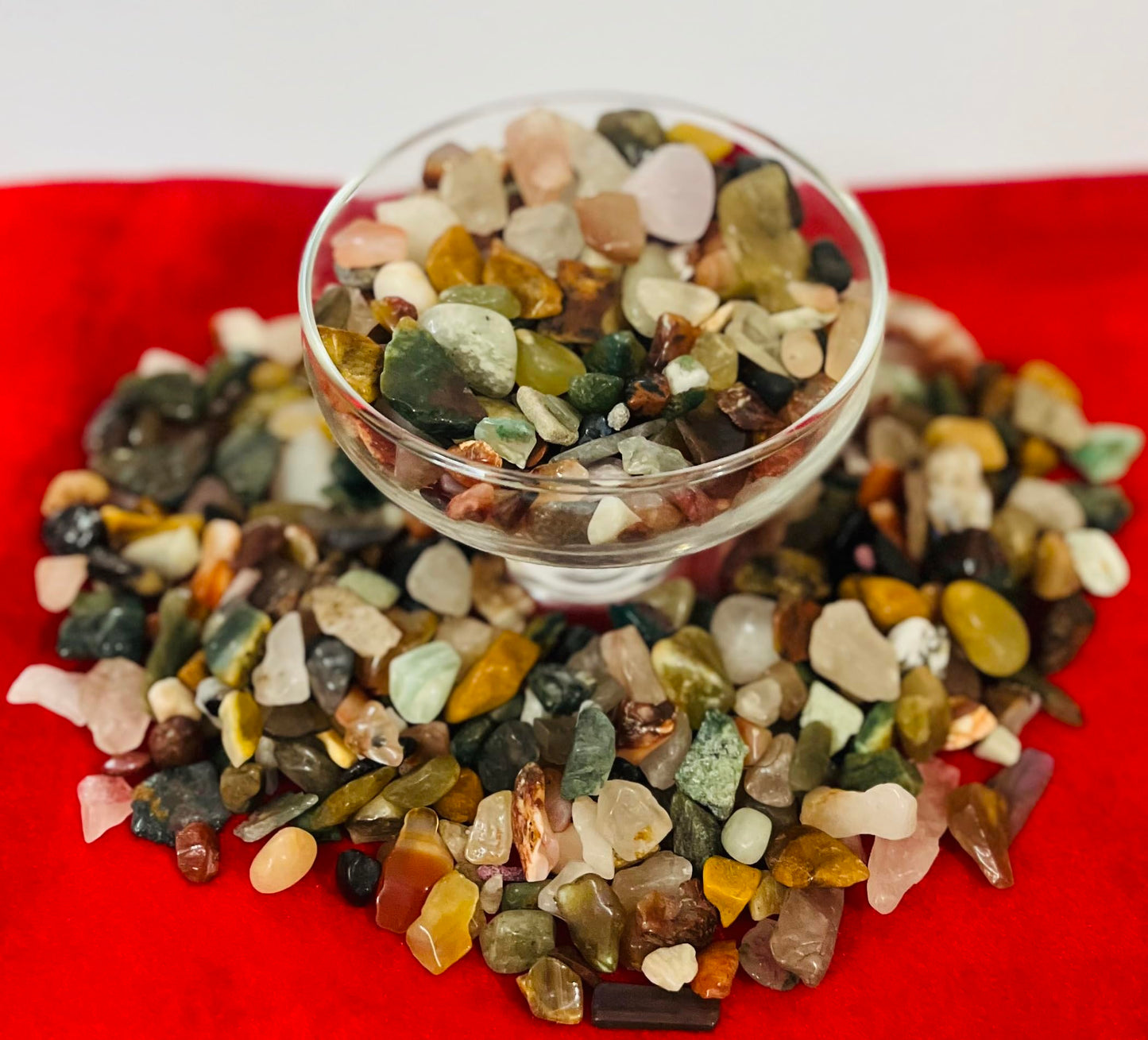 Indian Consigners Multi Assorted Gemstone Chips – 100g Natural Polished Mixed Crystal Stones for Jewelry Making, Decoration, Healing, Tabletop & Wall Art Projects