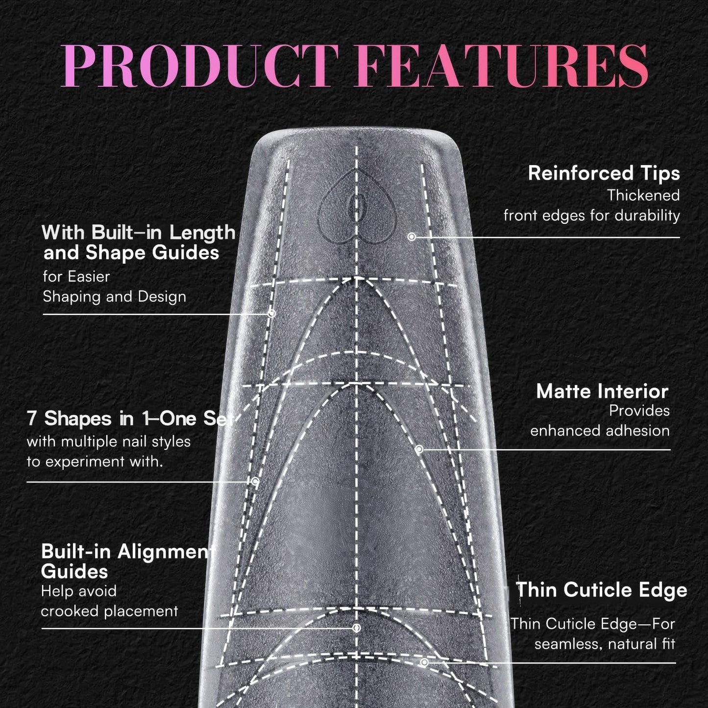 Makartt Extra Long Coffin Nail Tips with Built-In Length and Shape Guides, 240PCS 15 Sizes, Dual Matte Full Cover for Easy Reshaping to Almond, Square, Oval Tips for Beginners, DIY Nails, Salon Supply