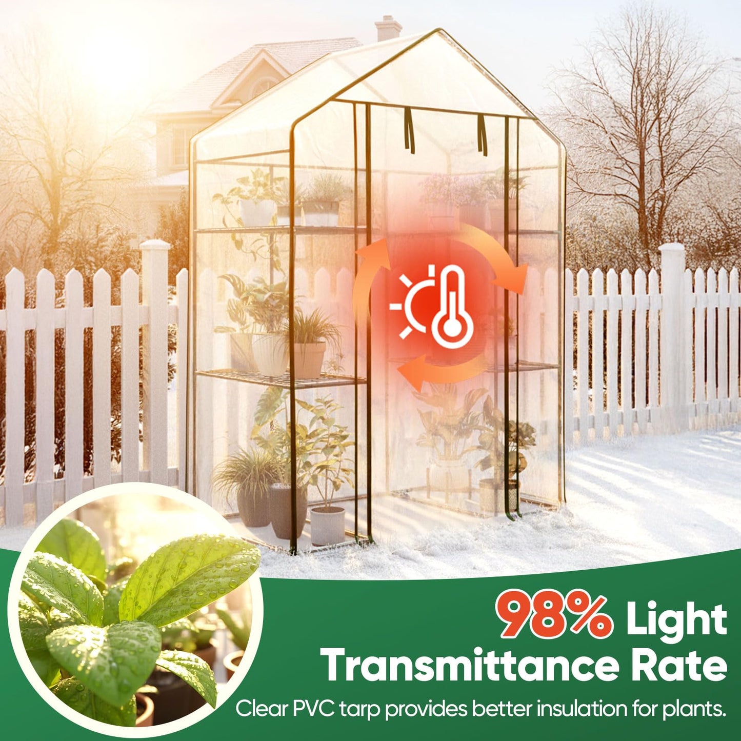 Quictent Essential Walk-in Greenhouse for Outdoors, 56x29x77 inch Portable 3-Tier 4-Shelf Garden Hot House Kit with Plastic Cover for Winter Seed Starting Plant Protection Backyard Patio, Clear