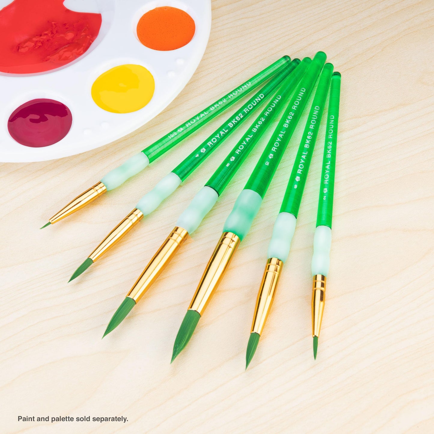 Royal Brush Big Kids Choice Deluxe Round Synthetic Paint Brush Set, Assorted Size, Green, Set of 6