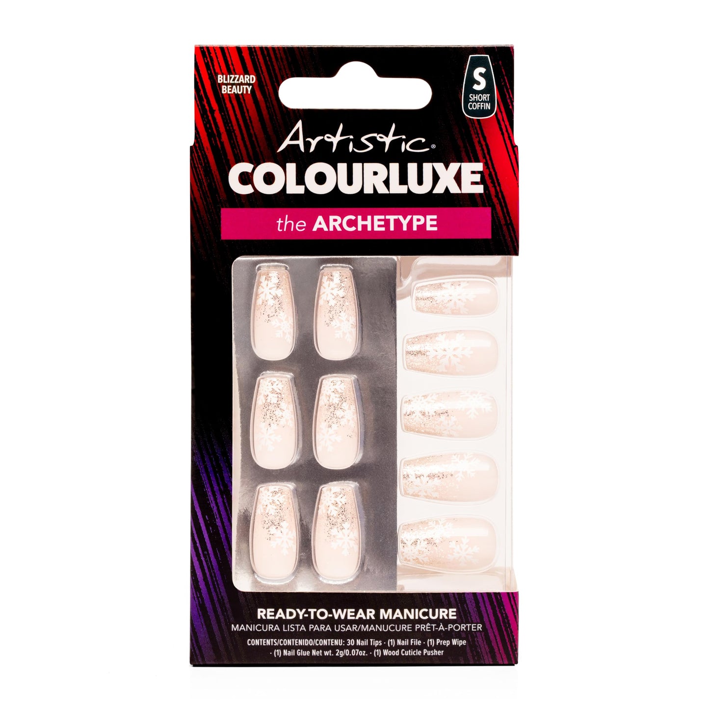 Artistic Colourluxe Press-On Tips - Kit Colourluxe Press-On Tips - Kits Nails - 30 Nails (Blizzard Beauty, Kit)