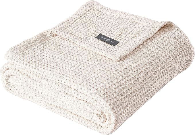 Eddie Bauer Blanket Soft Waffle Weave Bedding, Medium Weight Bedroom Decor, Softens Every Wash, Twin, White