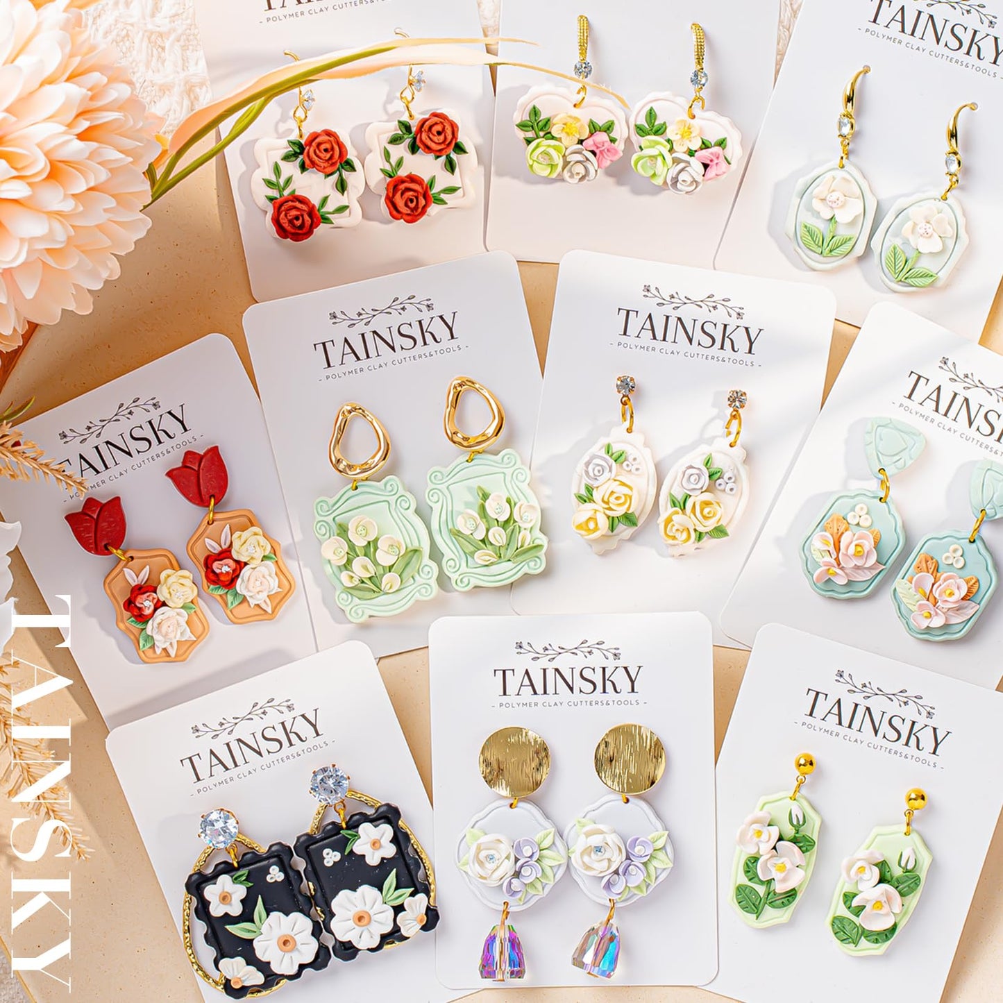 TAINSKY Polymer Clay Cutters - 22 Shapes Frame Clay Cutters, Boho Polymer Clay Cutters for Earrings Jewelry Making, Window Clay Cutters for Polymer Clay Jewelry. (Style-A)