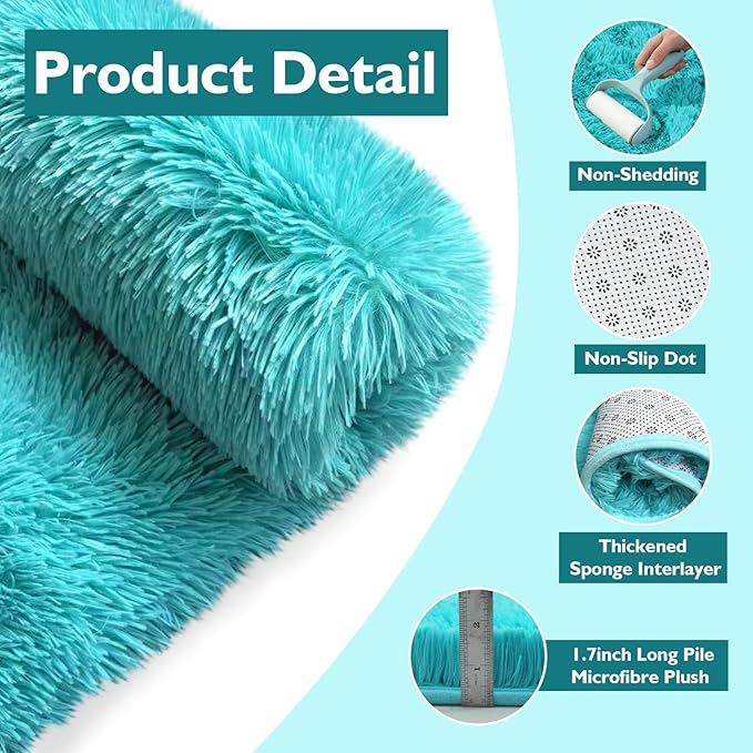yulidayang Soft Round Area Rug for Kids Bedroom, Fluffy Fuzzy Shaggy Rug 6'X6'for Living Room, Non Slip Circle Plush Rug for Girls Room Nursery Dorm Decor,Light Blue