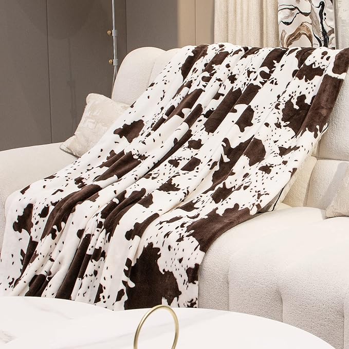 Cow Print Blanket for Kids - Ultra Soft Fuzzy Fleece Throw for Boys Girls, Cute Nursery Decor, Birthday Gifts (Black & White) 40"x50"