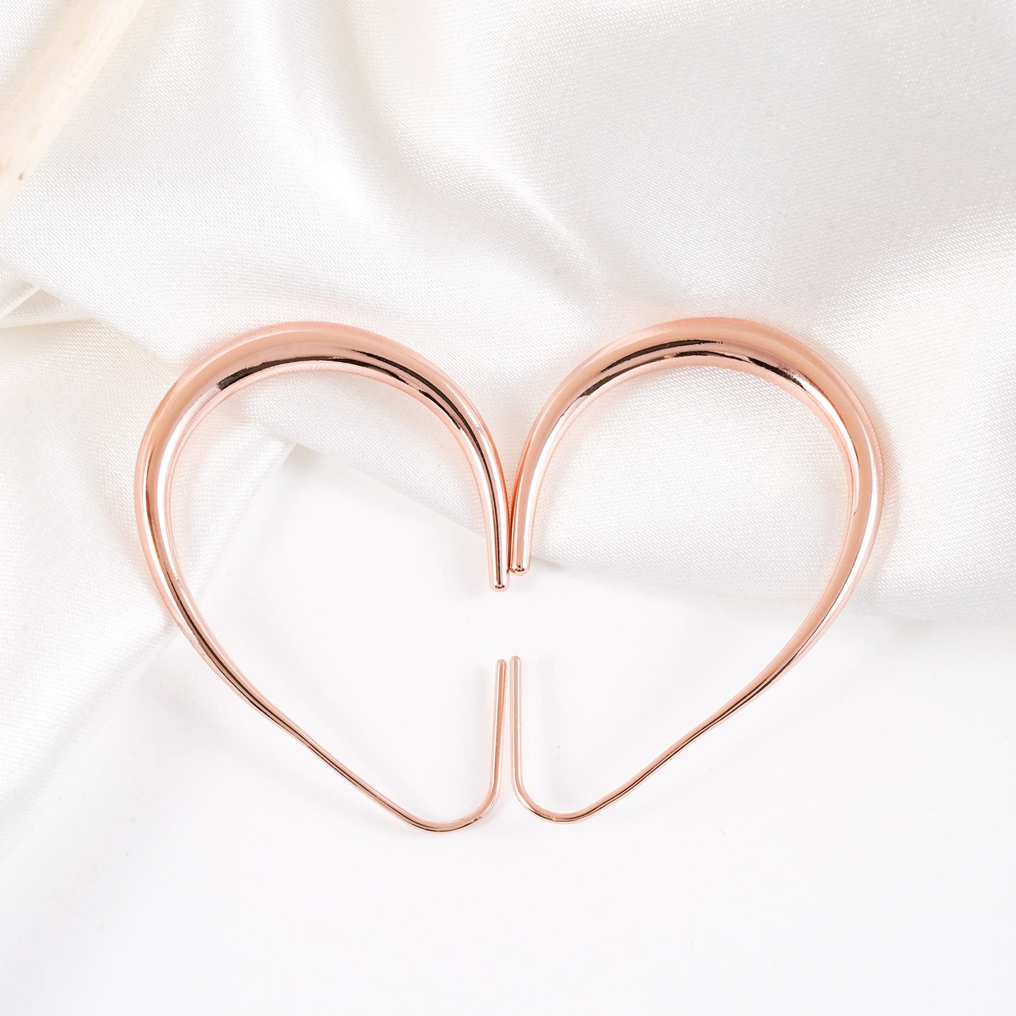 Lightweight Teardrop Hoop Earrings for Women - 14k Gold/White Gold Plated Large Oval Pull Through Hoop Earrings High Polished Statement Jewelry Gift for Women (rose gold)