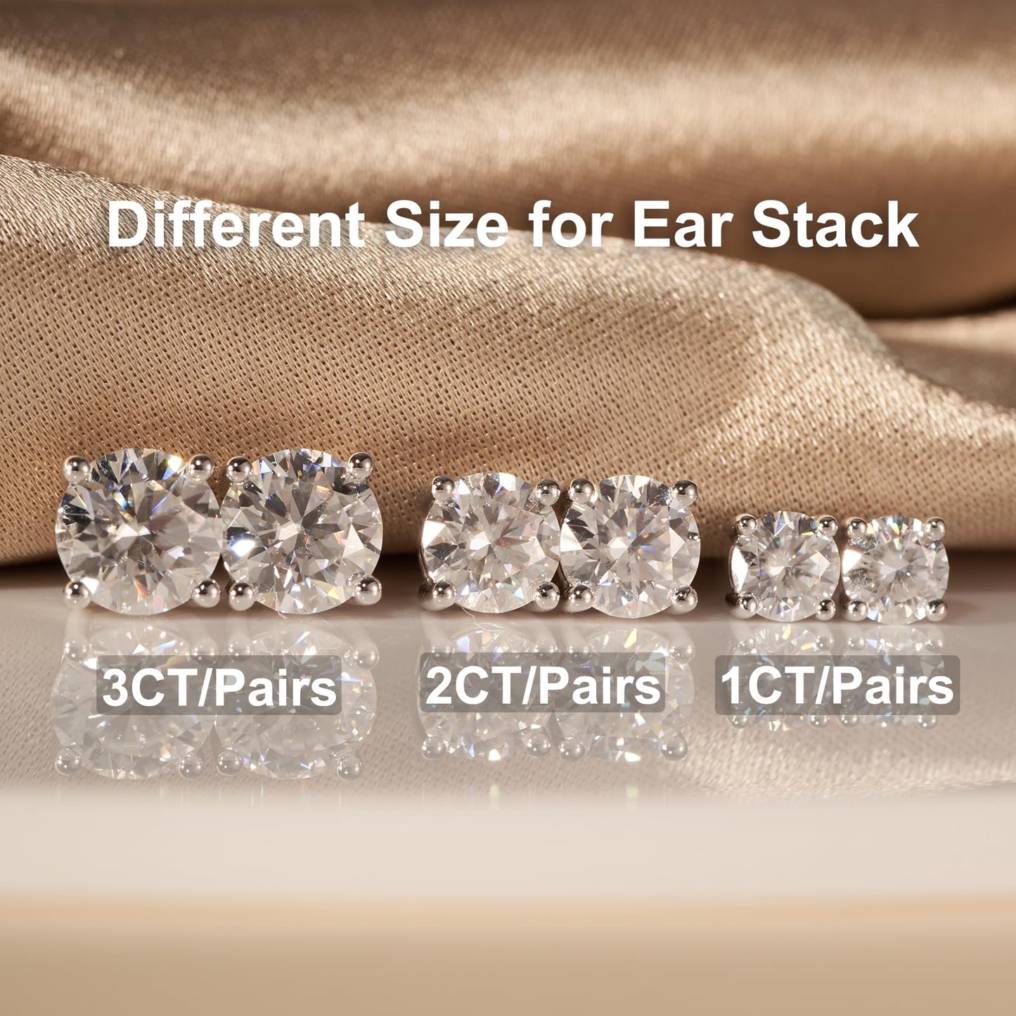 YODEWA Moissanite Stud Earrings for Women 925 Sterling Silver Hypoallergenic Butterfly Back 1 Pair DEF Color Lab Created Brilliant Round Moissanite Earrings (Silver 2CT)