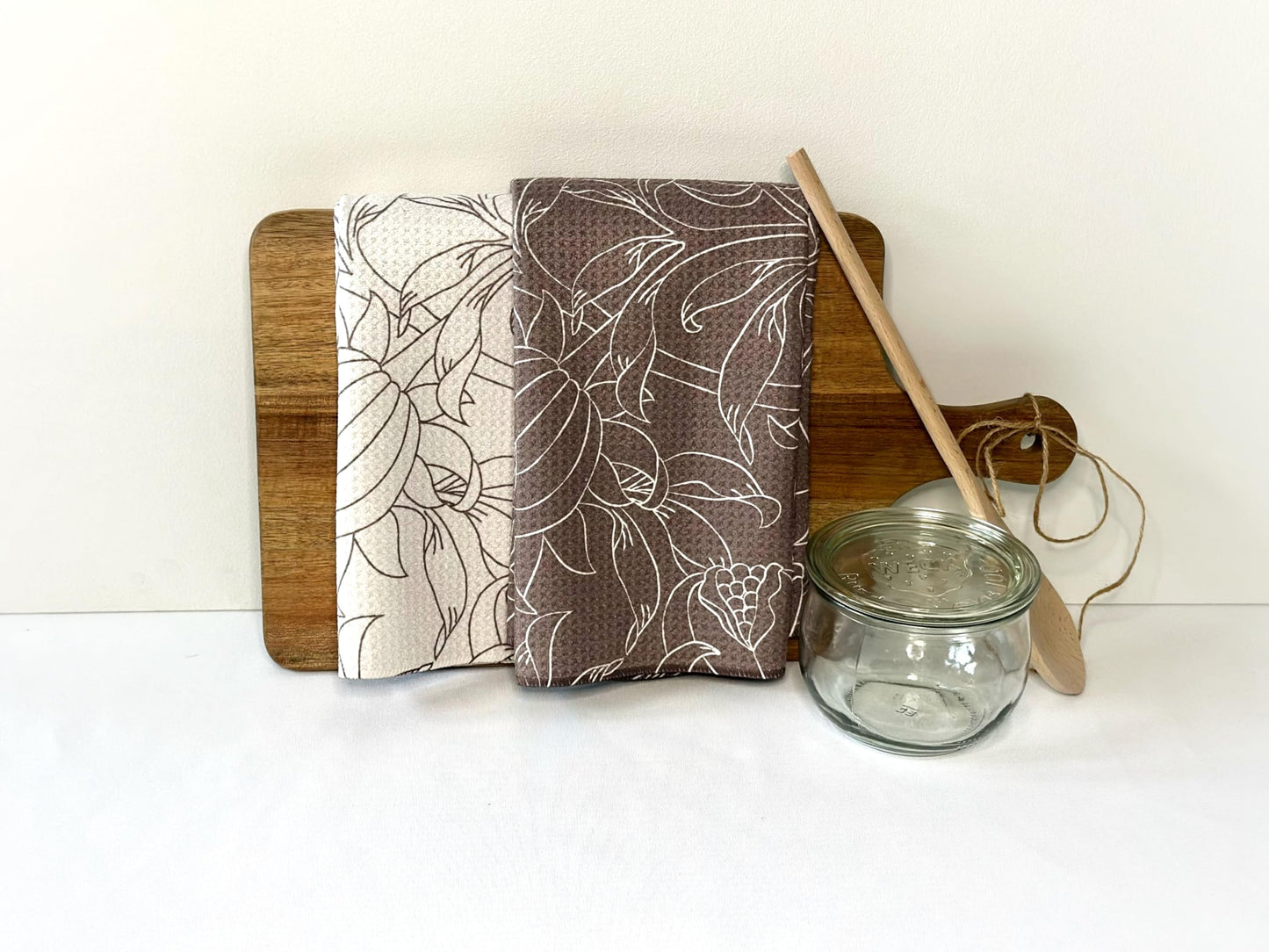 Trig Kitchen Towel. Tea Towel. Dish Cloth. Double Sided Design. Quick Dry Waffle Weave Microfiber. Highly Absorbent. Designer Prints. Modern. 2 Pack. Nora.