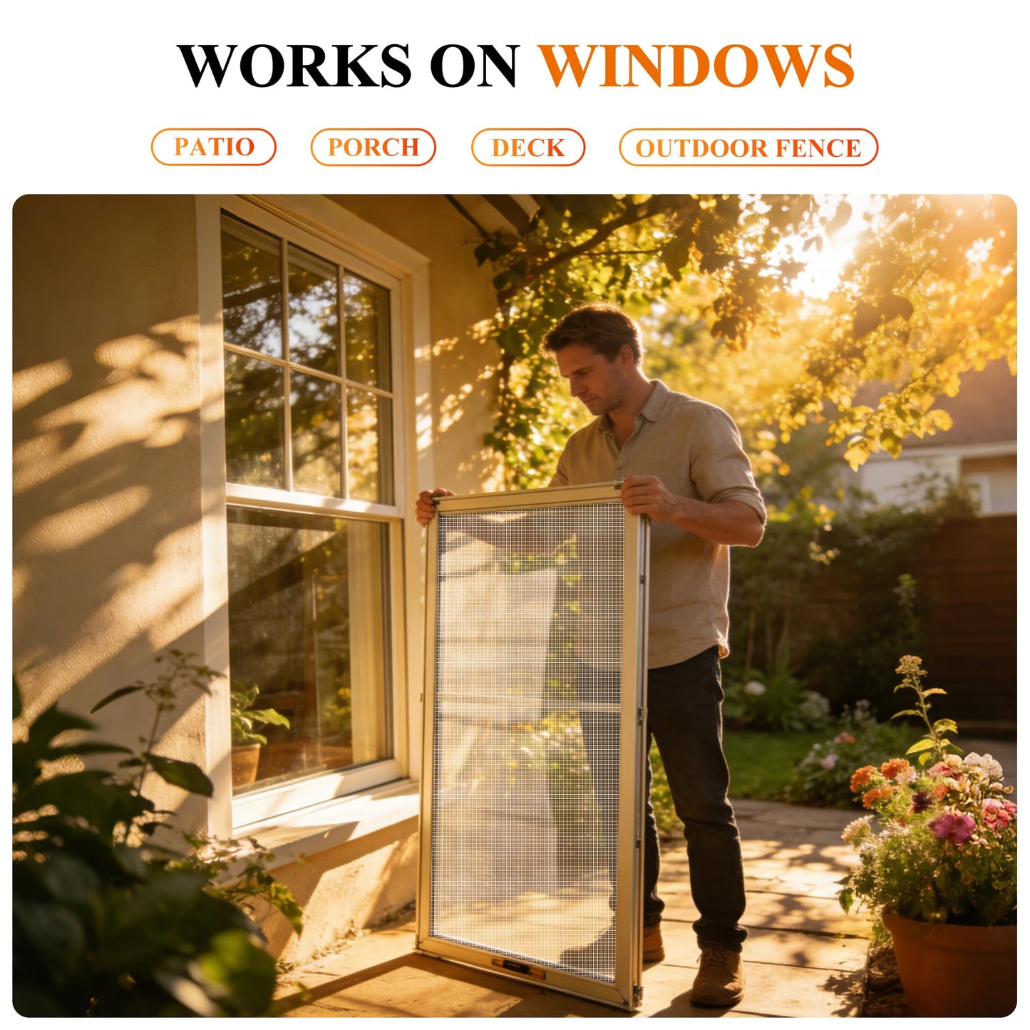 2PACK MAGZO Window&Door Screen Replacement Kit, 48''W x 99''L, with Retaining Spline (Total 65.6 FT) and Press-in Installation Tool, Scratch-Proof Polyester, Screening Roll Repair for DIY/Porch, White