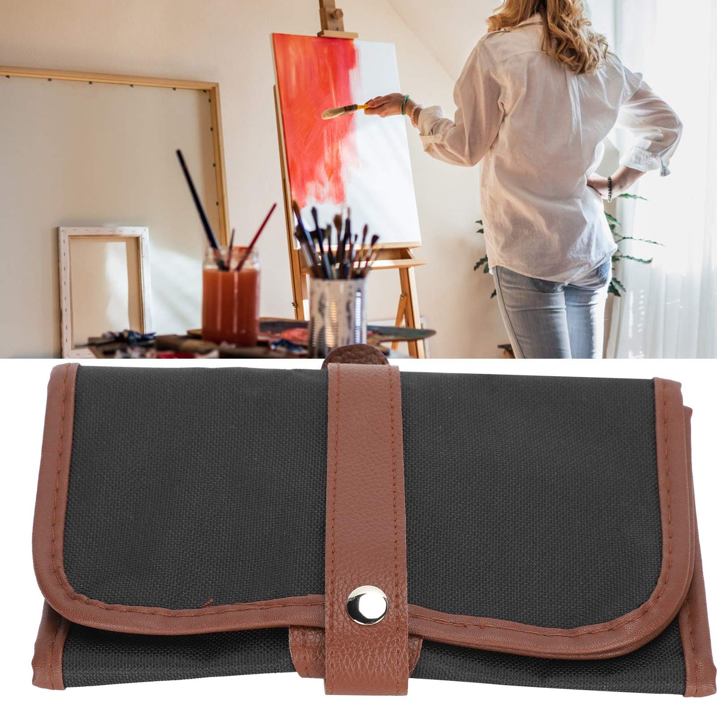 RIZGHWOY Oxford Cloth Storage Case,Tool Pouch Organizer for Painting Pottery Tools with Elastic Band Reinforced Sewing Fabric