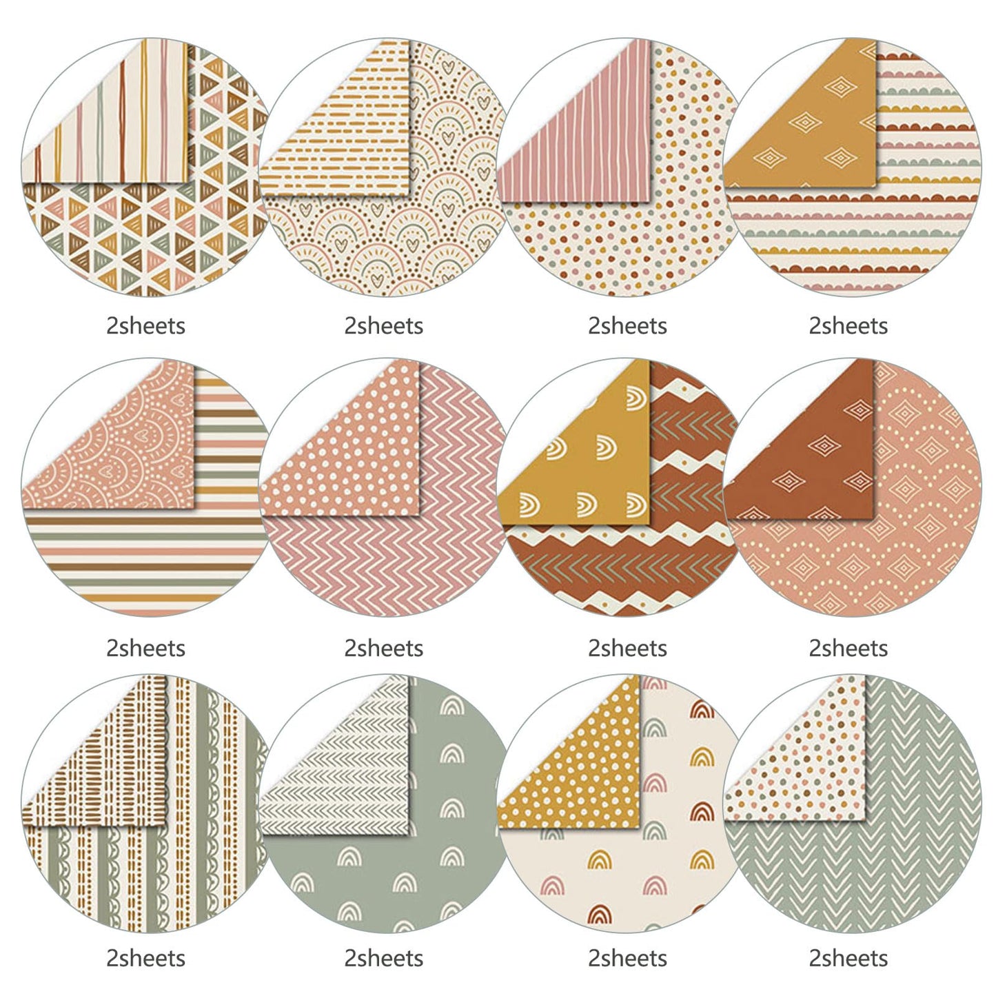 MerwDeeyt 12x12 Scrapbook Paper Packs, 48 Sheets Double Sided Patterned Papers Spring Floral Decorative Craft Paper for Scrapbooking Junk Journals Greeting Cards Decoration (Boho)
