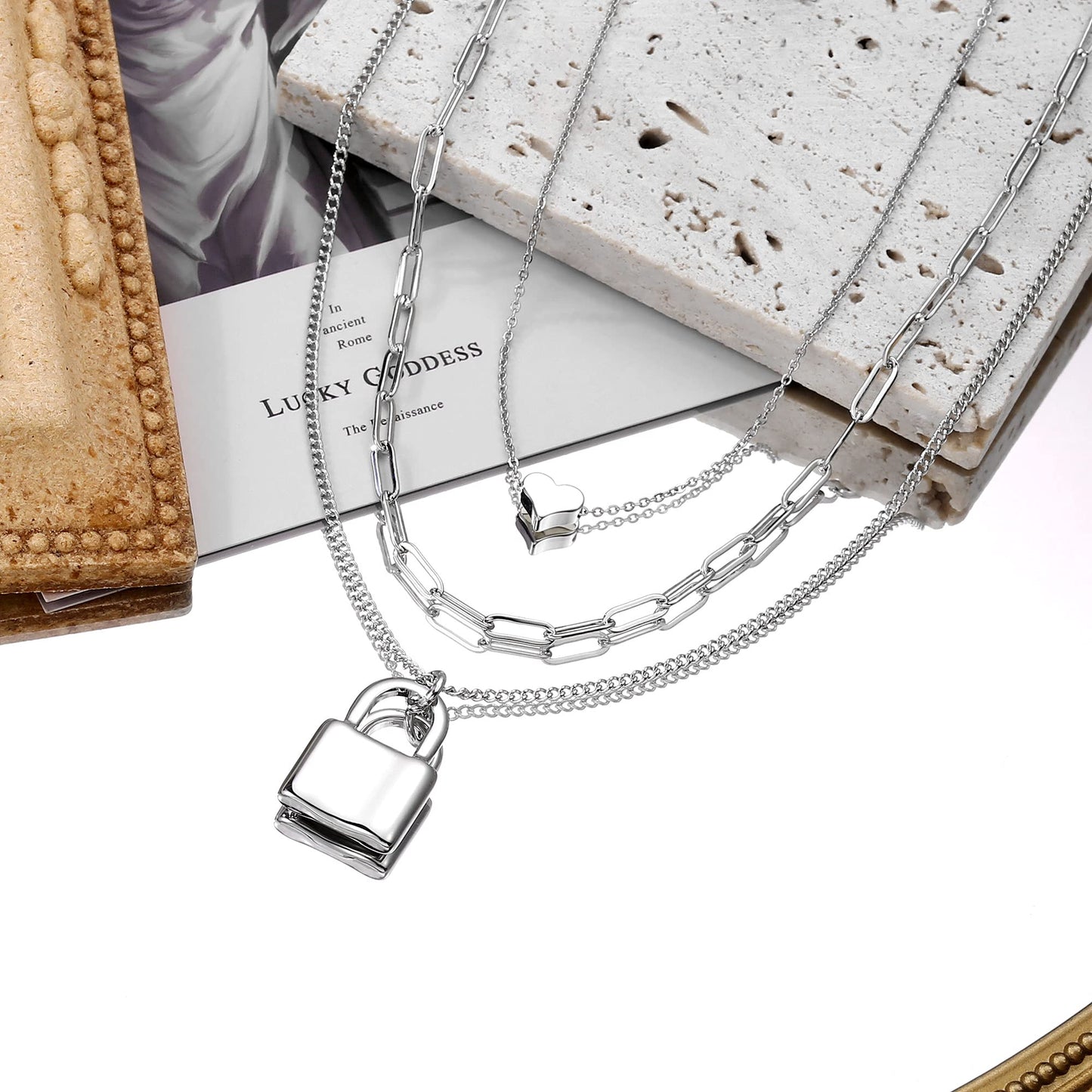 Turandoss Silver Necklace for Women - Dainty Heart Pendant Choker - Delicate Handmade Plated Silver Necklace