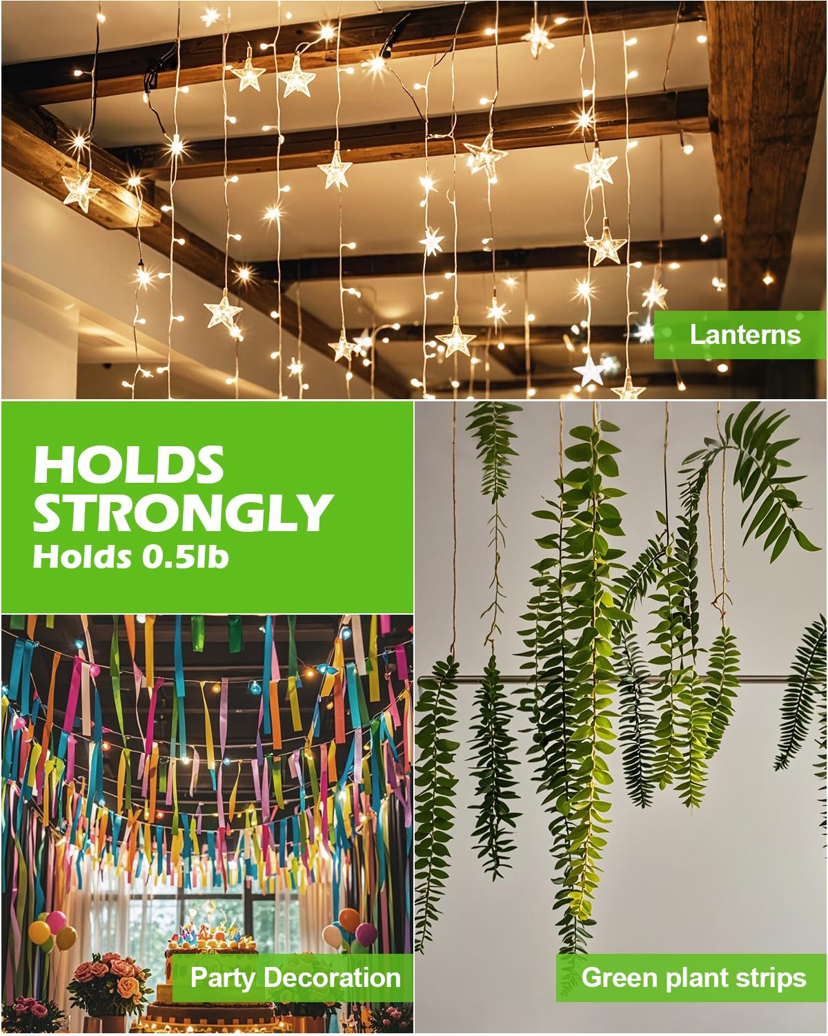 Adhesive Ceiling Hooks for Hanging Decor：20 Pack No Drill Small Drop Ceiling Hanger Strips for Decorations - Clear Decorative Ceiling Clips for Classroom Bedroom Room Party Halloween Christmas