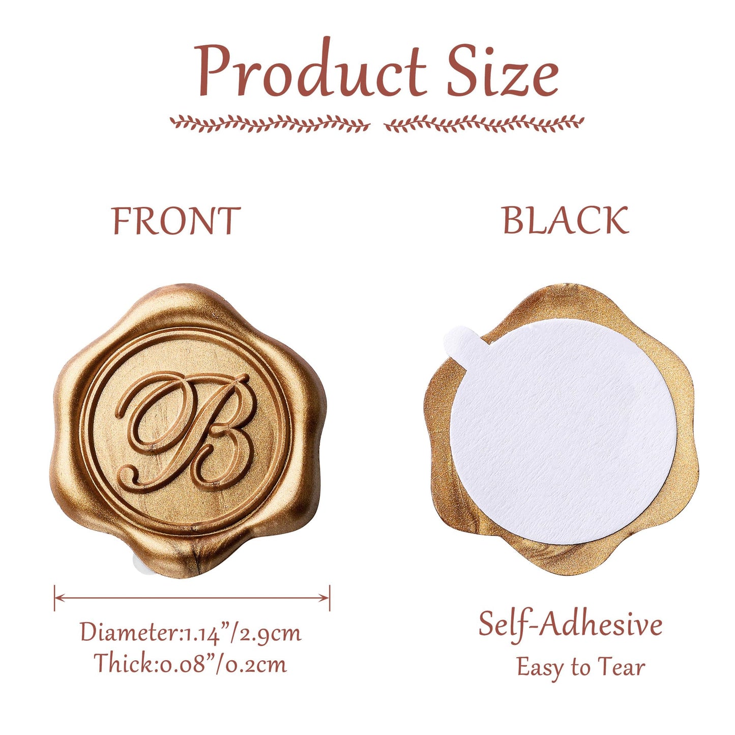 Yoption Initial A Wax Seal Stickers, 100 Pack Antique Gold Self Adhesive Envelope Seal Stickers for Wedding Party Birthday Christmas (A)