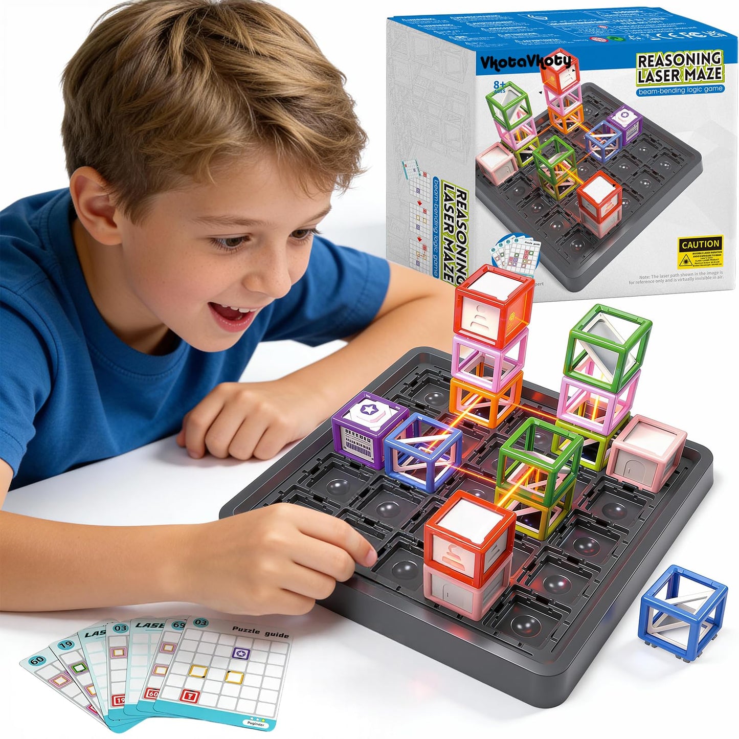 VkotaVkoty 2026 New Laser Maze Reasoning Game, STEM Toys for Ages 8-13 with 60+ Challenges Puzzle Game, Board Games for 8-13 Years Old Children Gift, Learning Education Toys for Space & Logic - 37 Pcs