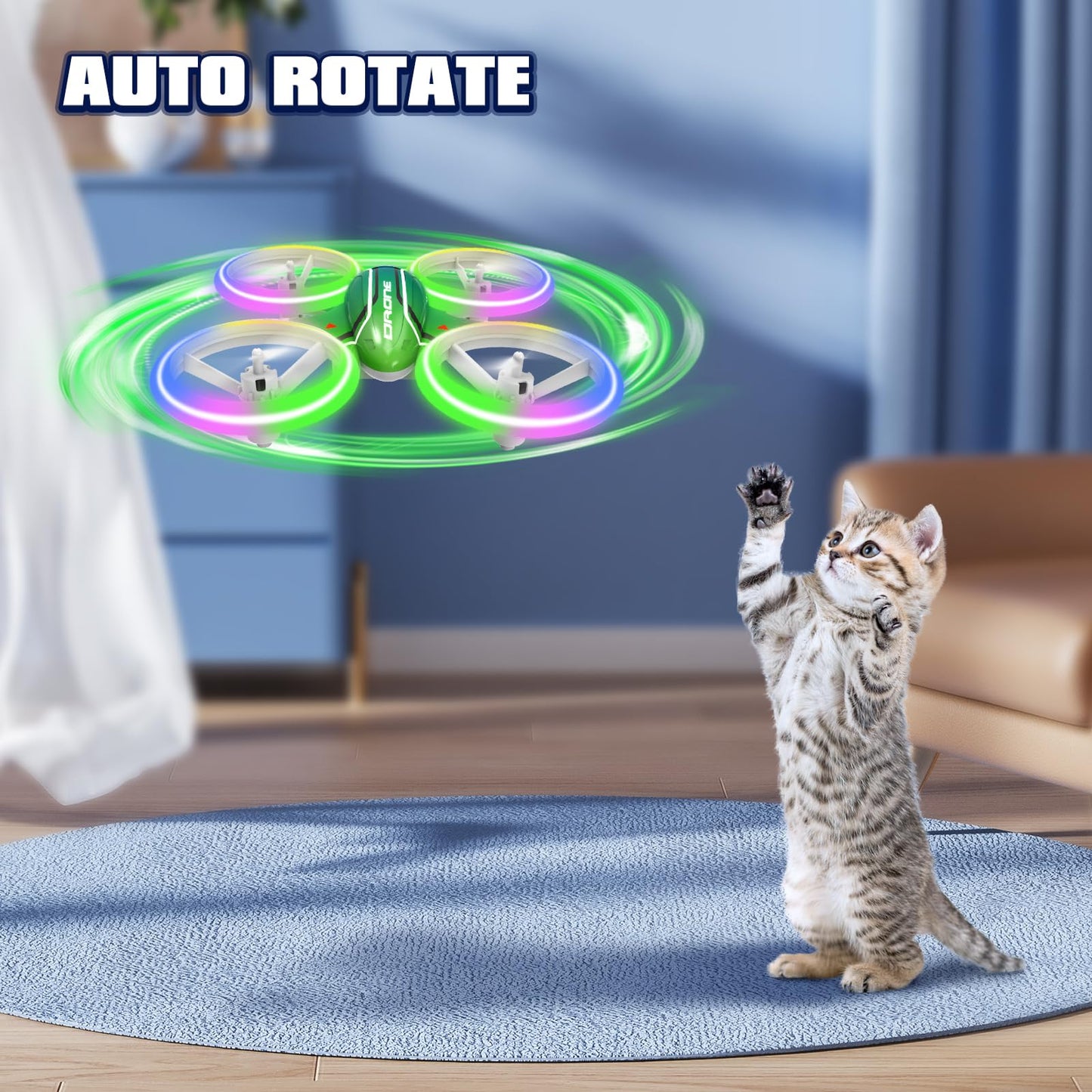 Mini Drones for Kids Beginners,Remote Control RC Quadcopter with Altitude Hold and 3D Flips with LED Lights and 2 Batteries,Full Propeller Protect,Toys for Boys and Girls