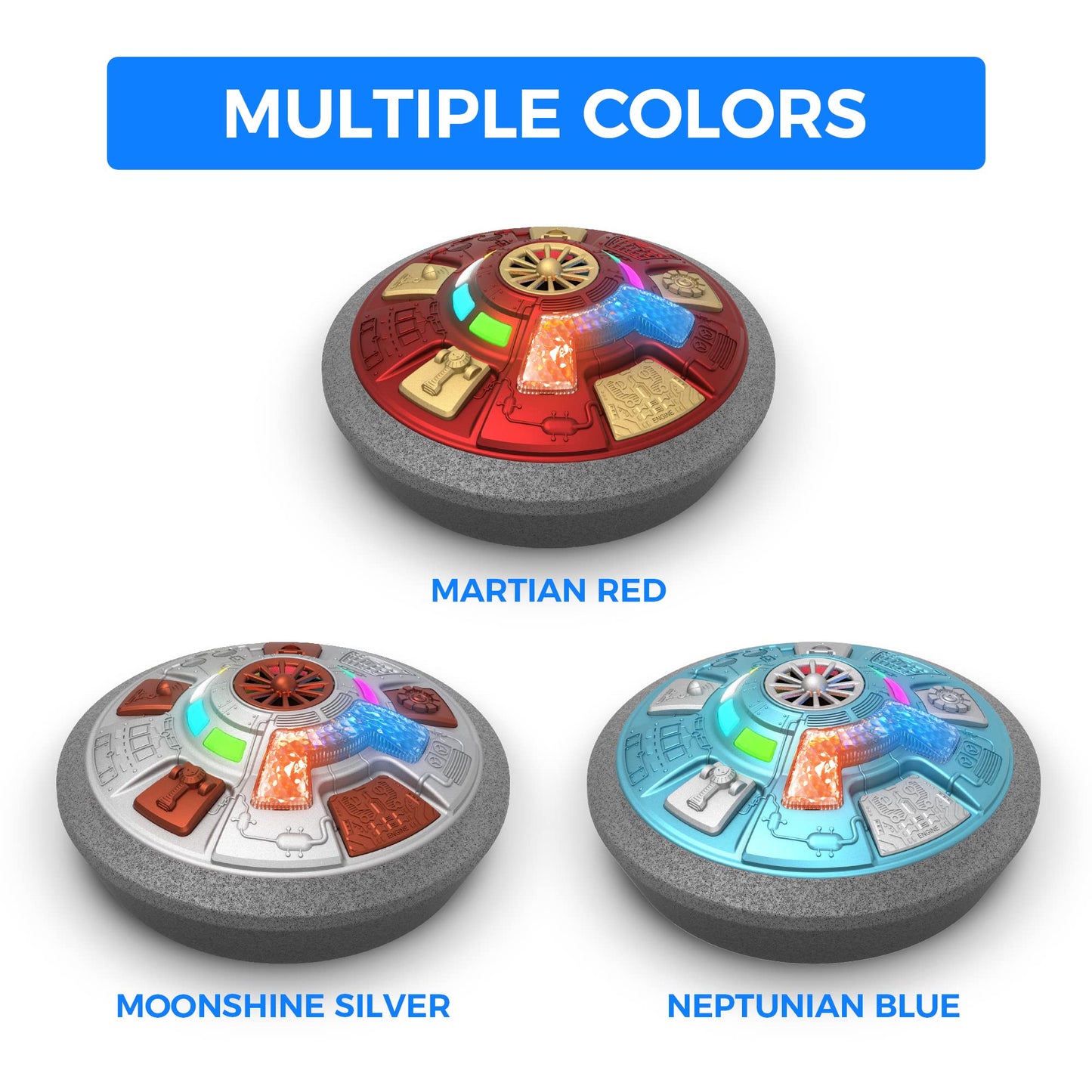 Mirana Mothership Hover Soccer Ball - Inbuilt Rechargeable Battery - Indoor Soccer Toys with LED Light (Moonshine Silver)