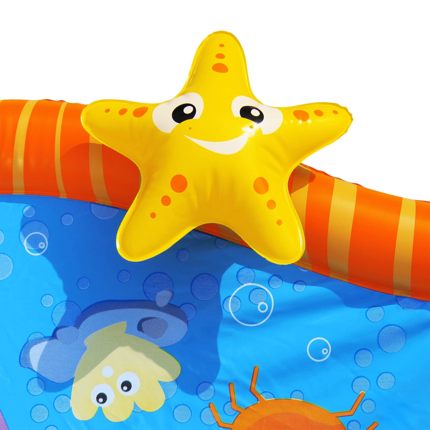 BANZAI Splash Pad Toddler Water Play Mat, 58 in Outdoor Kids Sprinkler Mat with 3D Sea Characters, Baby Splash Pad for Backyard Summer Fun