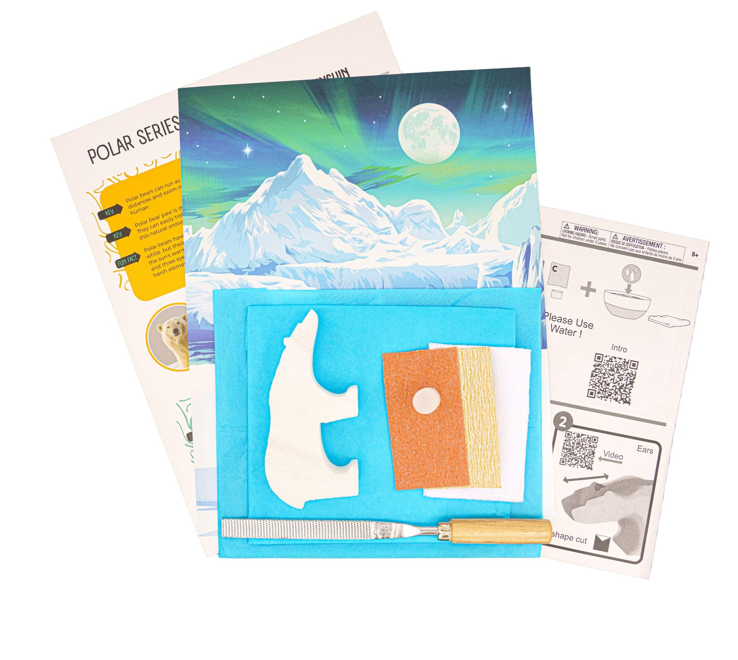 STUDIOSTONE CREATIVE DIY Arts & Crafts Carving Kit Kids Adults Polar Bear Alabaster Sculpture Soapstone