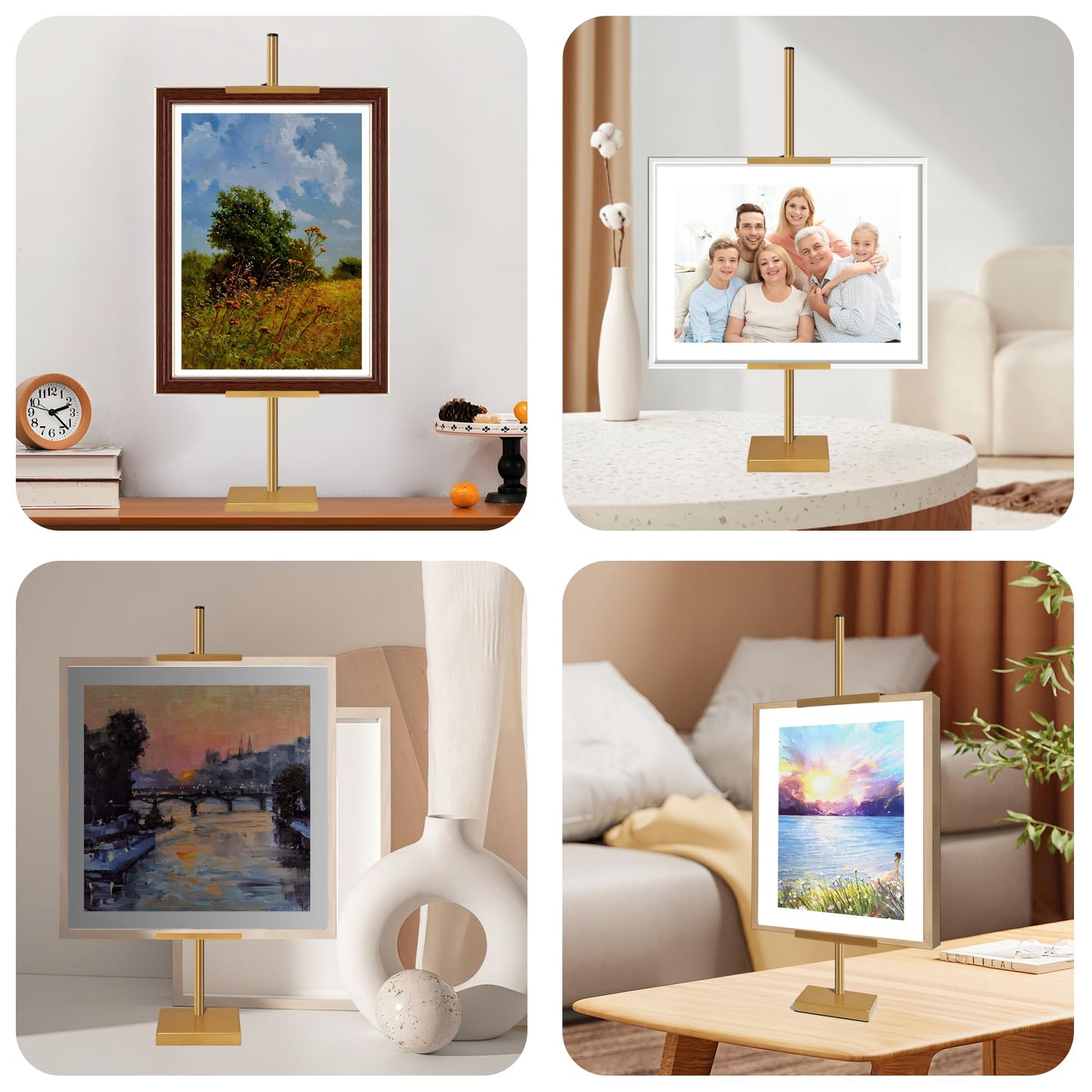 GRETJOB Adjustable Tabletop Easel Stand, 29" Picture Easels for Display Metal Picture Frame Holder Stand Table for Art, Photo (Gold)