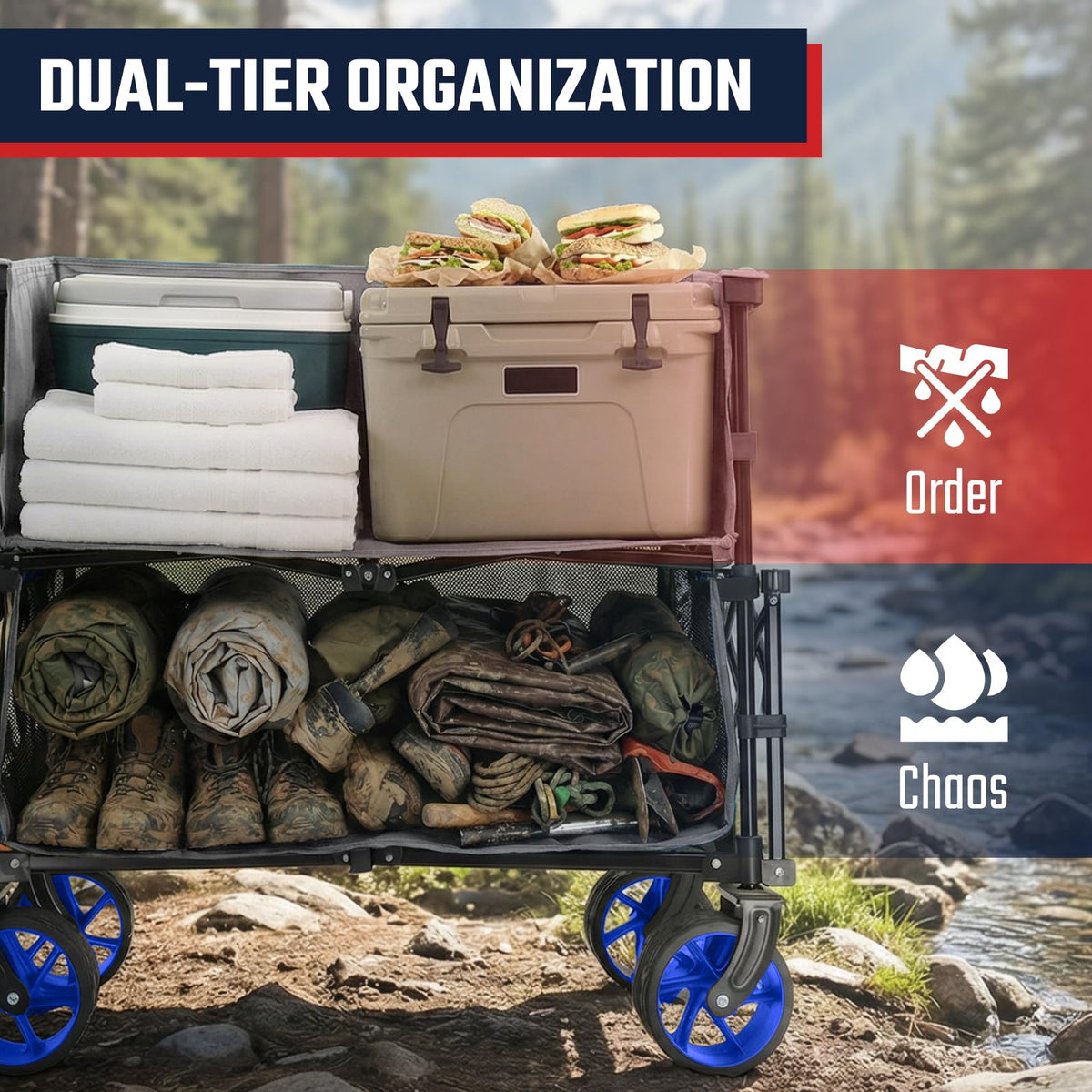 500LBS Heavy Duty Double Decker Wagon with Extender