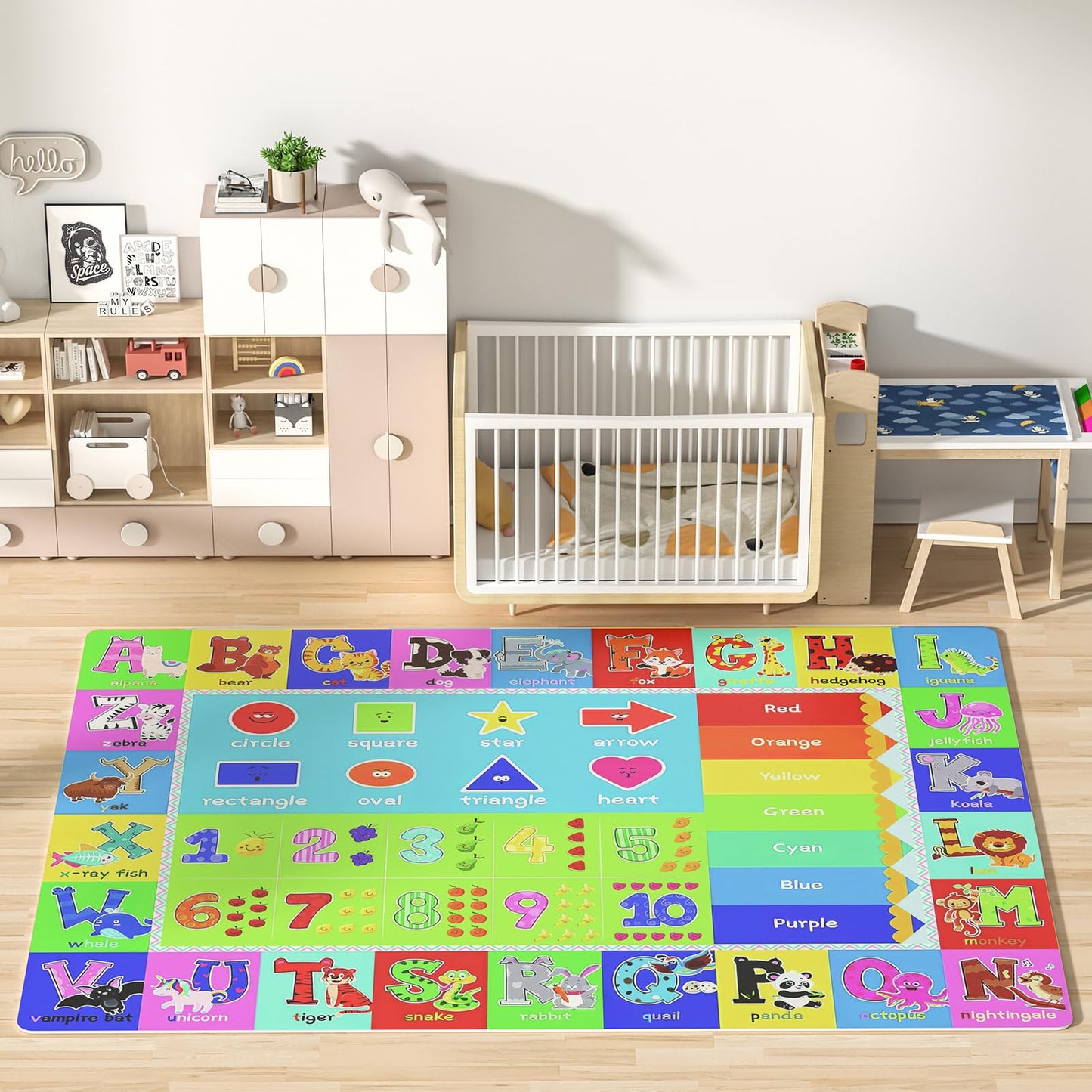 chunsemeiju Baby Play Mat for Floor, Non-Slip Playmat for Toddlers & Infants, Extra Thick Large Padded Educational ABC Kids Rug for Crawling & Playing Super Soft Plush Surface to Keep Safe(40"x60")