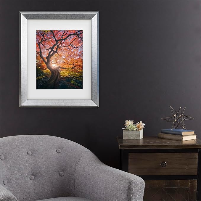 Trademark Fine Art Framed Wall Art - Javier De La 'The Japanese Tree' Wall Decor with Matted Frame