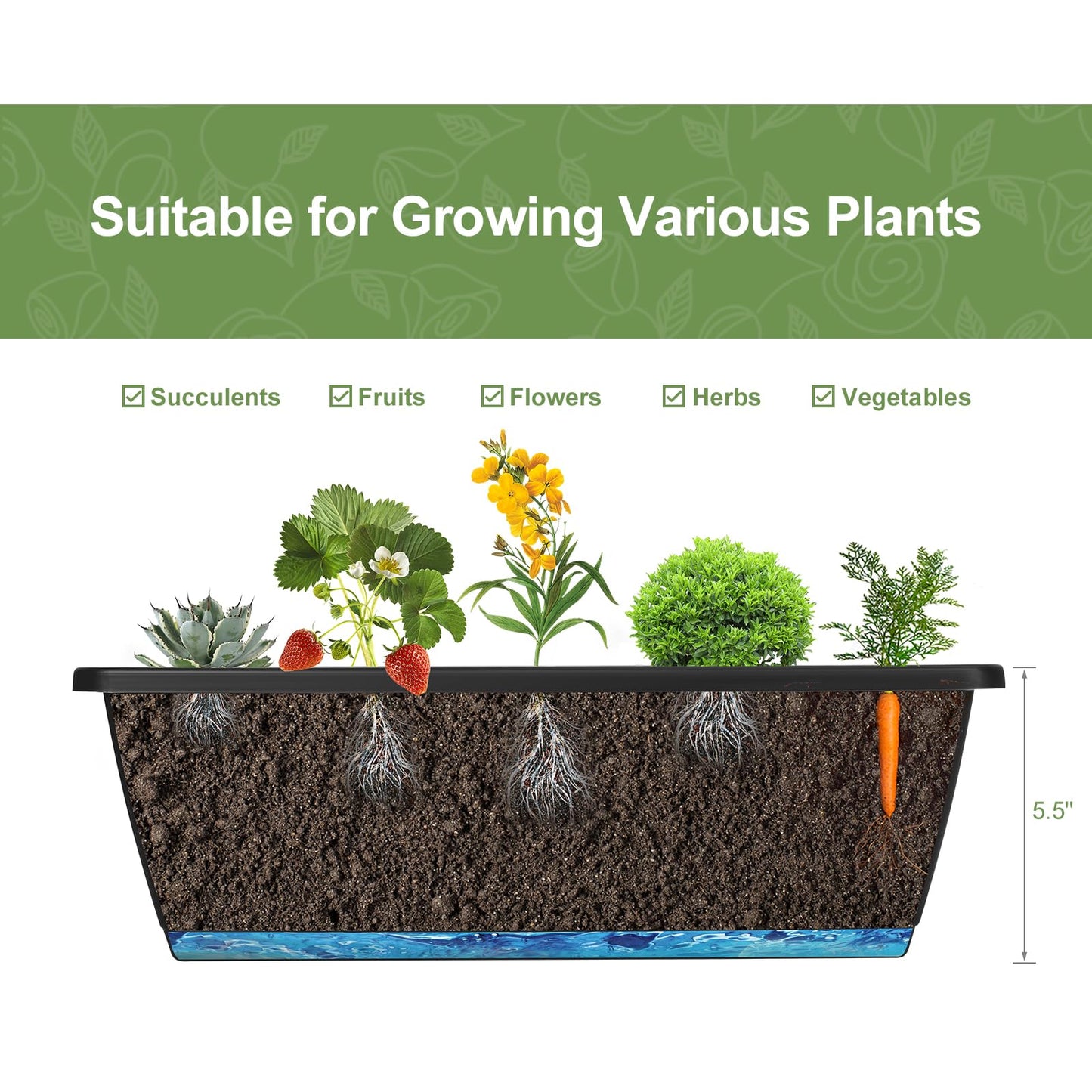 YBING Vertical Garden Planter 5 Tier Raised Garden Bed Outdoor Tiered Herb Garden Planter Standing Vertical Planter Box Flowers Vegetables Planters Black