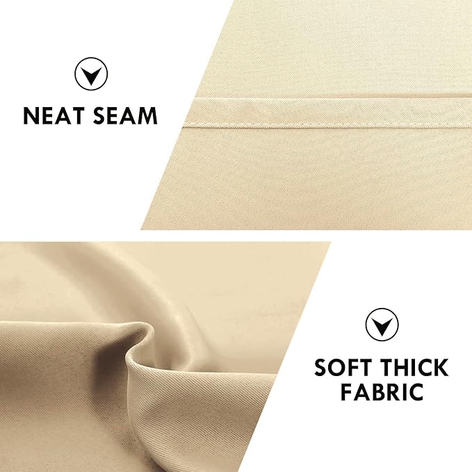 DWCN Beige Blackout Curtains for Bedroom – Rod Pocket Thermal Insulated Energy Saving Drapes for Living Room and Bedroom, W 38 x L 45 Inch, 2 Panels