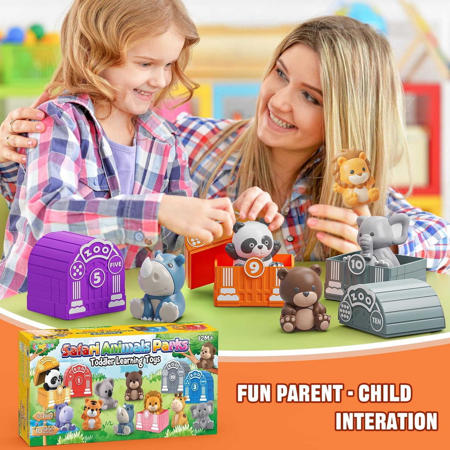 Learning Toy for Toddlers 1 2 3 Year Old, Montessori Educational Counting, Matching & Sorting Sensory Toys, 10 Safari Animals & 10 Zoos, Birthday Easter Gift for Baby Boy Girl Age 12-18 Months