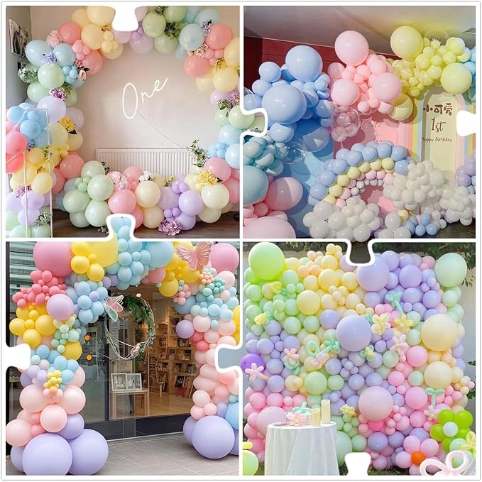 Pastel Rainbow Balloon Garland Arch Kit, 412 Pcs – Macaron Assorted Colors Latex Balloons in 4 Sizes for Baby Shower, Birthday & Wedding Decorations