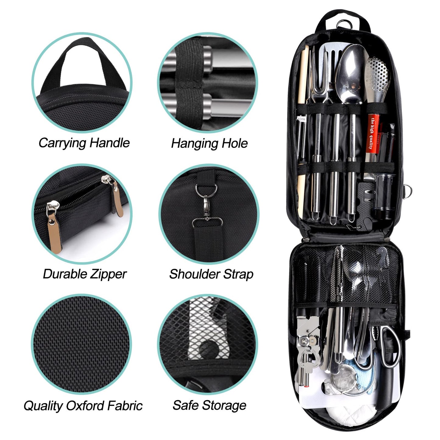35-Piece Camping Kitchen Utensil Set – Portable Outdoor Cooking Utensils for Camping, RV, Backpacking & BBQ | Complete Camp Kitchen Gear Set with Carry Bag, Grilling Tools & Cooking Accessories