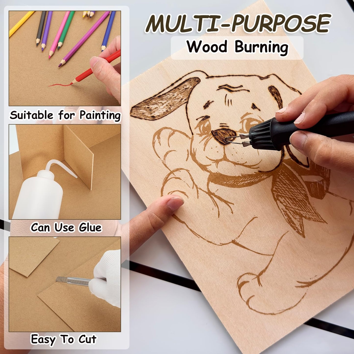 MECCANIXITY MDF Wood Board for Crafts,1/12"(2mm) Thick Medium Density Fiberboard Unfinished Wood for DIY Projects, Art Classes, Carpentry, Painting (12 x 12 in,2Pcs)