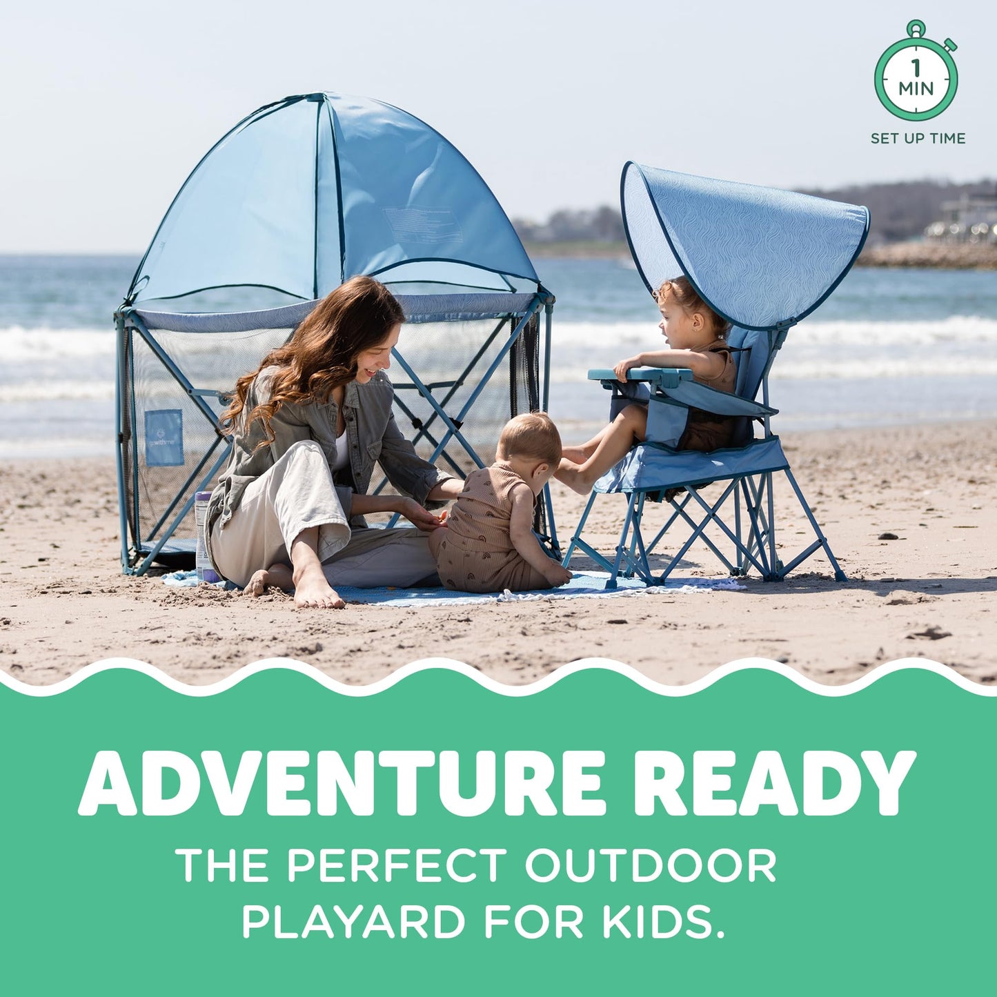 Baby Delight Go with Me Eclipse Deluxe Portable Playard | Playpen | Sun Canopy | Indoor and Outdoor | Ultra Padded Nylon Floor | Blue Wave