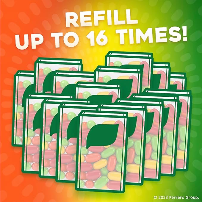 Tic Tac Bulk Resealable Refill Bag, Fruit Adventure Mints, On-The-Go Refreshment, Includes Empty Refillable Pack, 17.2 oz