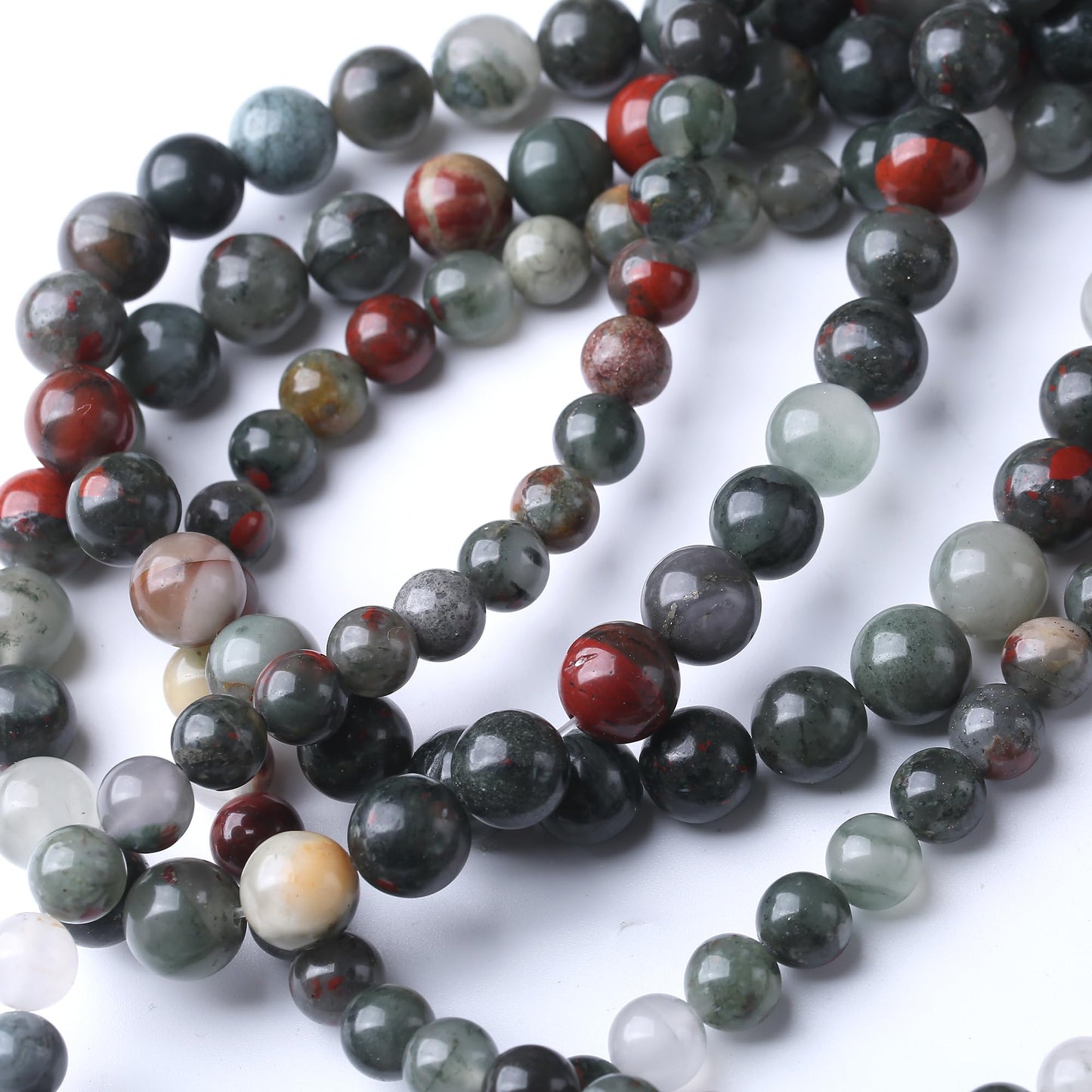 10MM African Bloodstone Round Loose Beads Natural Gem Beads Crystal Energy Stone Beads for Jewelry Making DIY Bracelet Necklace
