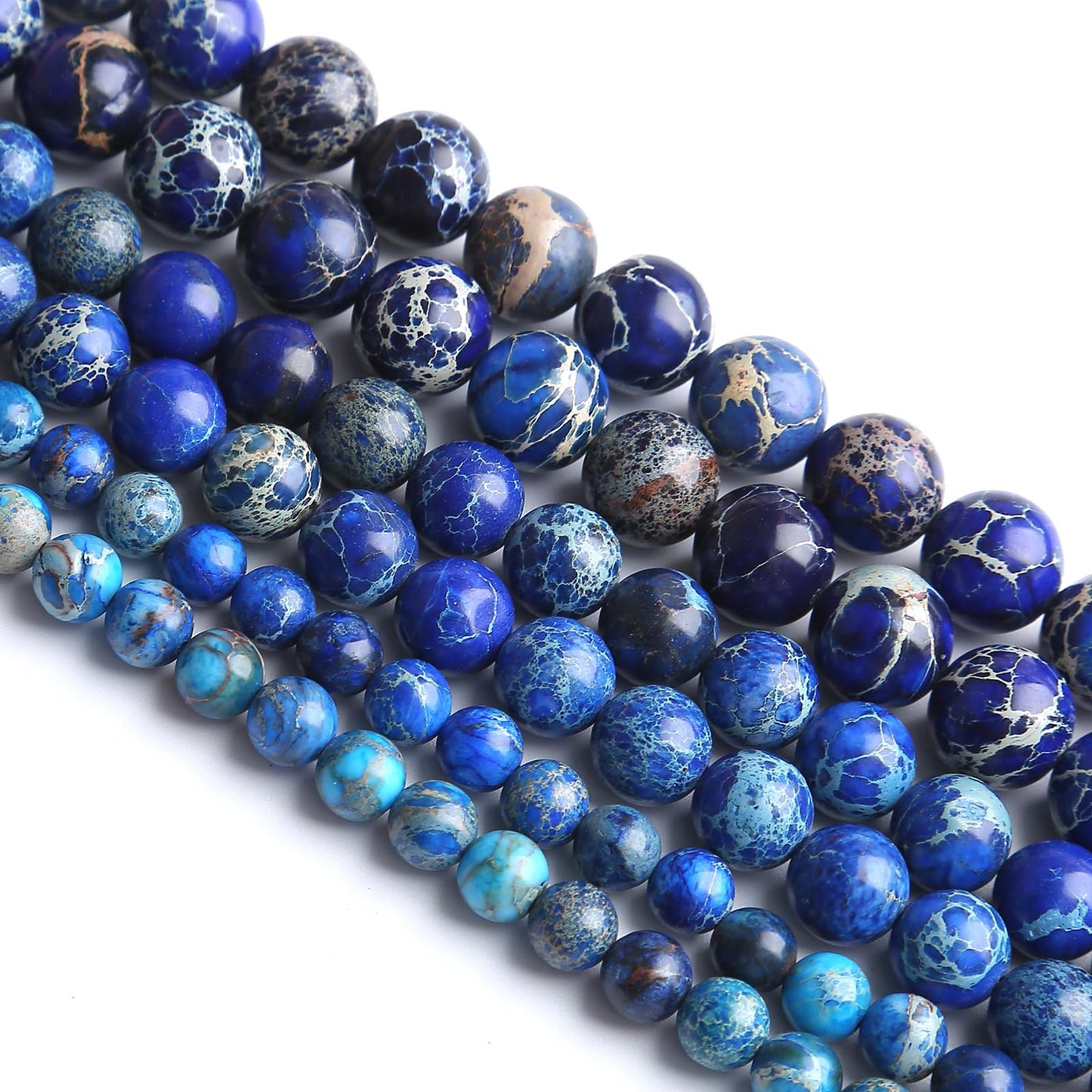 6MM 60PCS Natural Stone Blue Sea Sediment Jasper Loose Beads for Jewelry Making DIY Bracelet