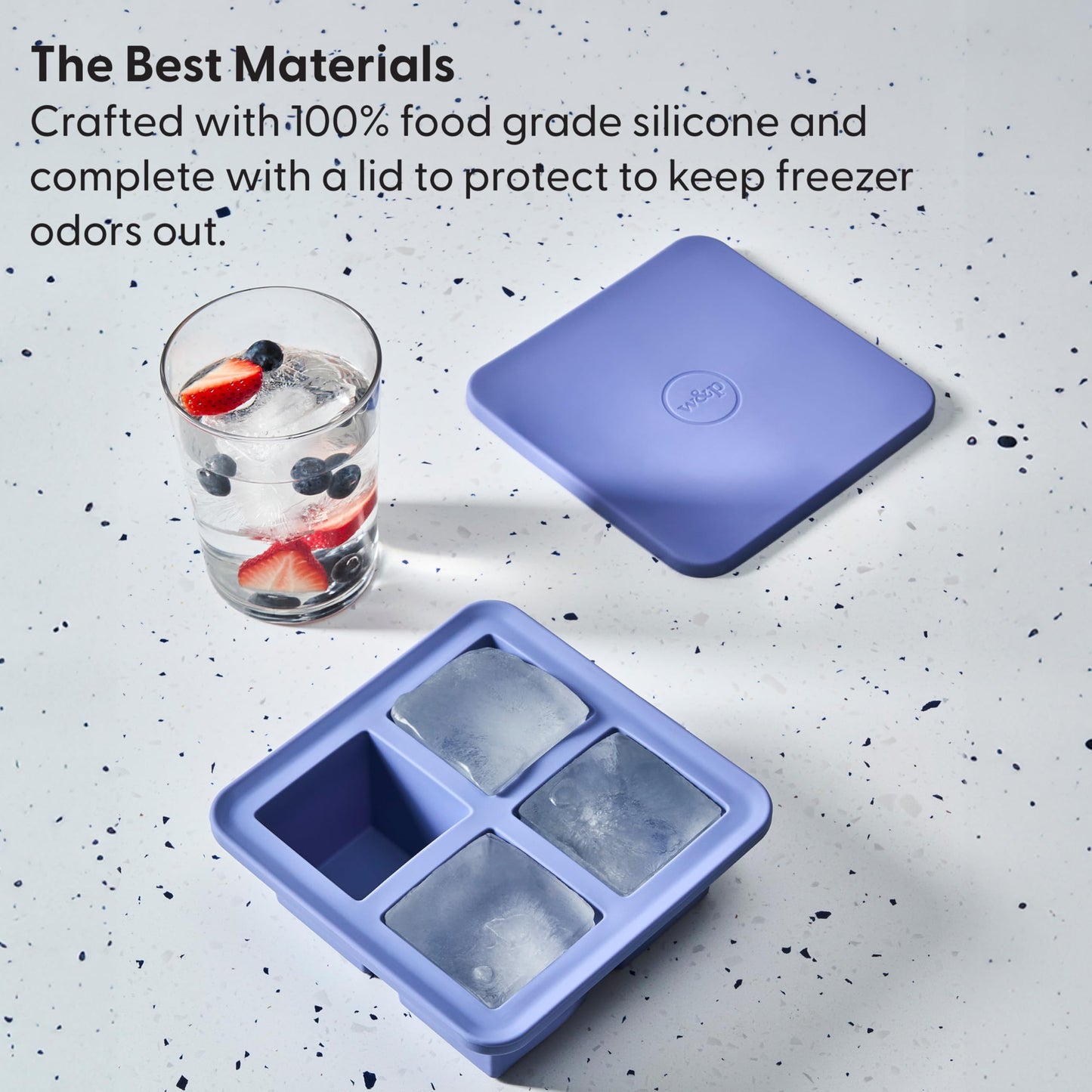 W&P Peak Silicone Extra Large Cube Ice Tray w/ Protective Lid | Charcoal | Easy to Remove Ice Cubes | Food Grade Premium Silicone | Dishwasher Safe, BPA Free