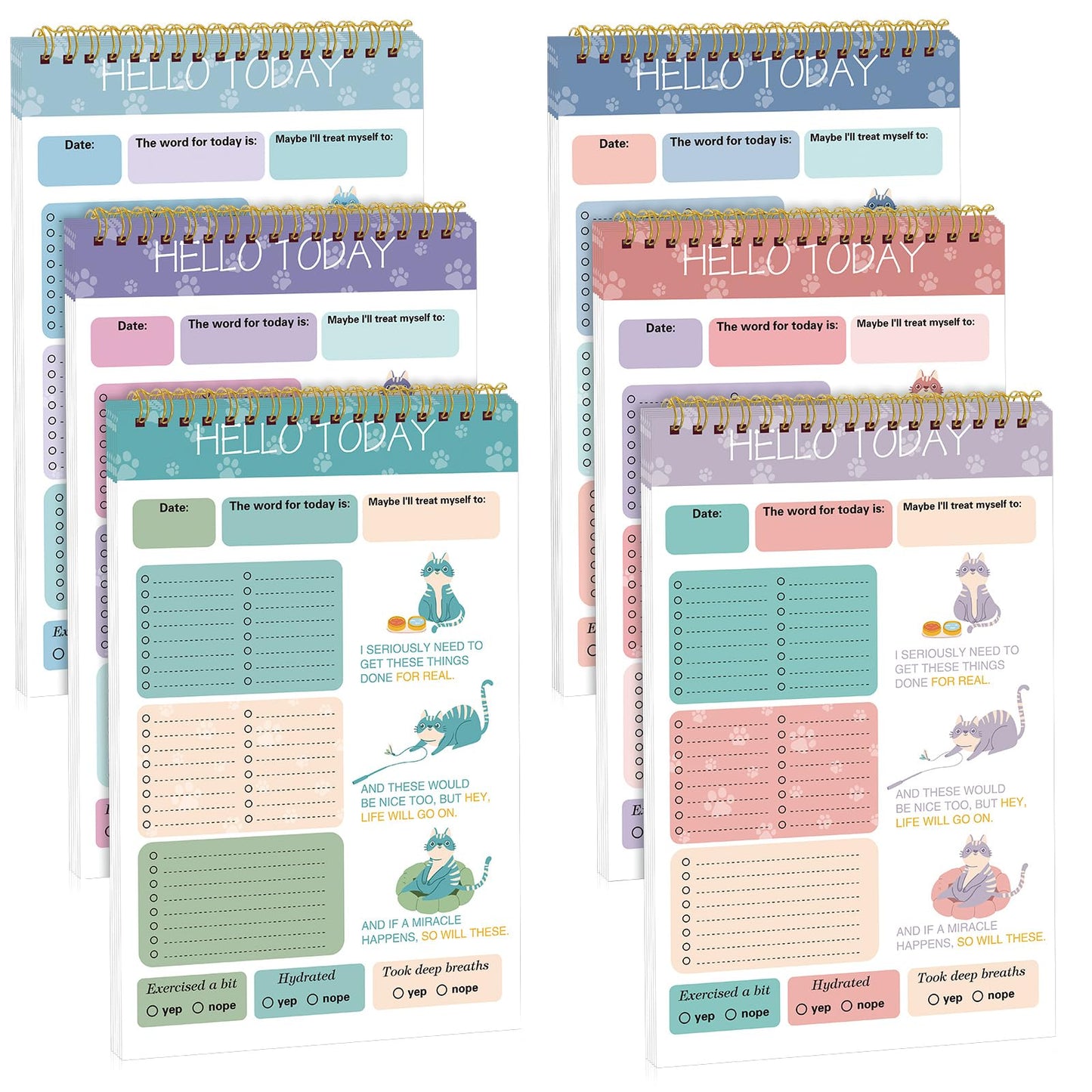 Glenmal 6 Pcs to Do List Notepad 5.2" x 7.8" Daily to Do List Notepad 30 Sheets Undated Daily Planner Notebook Checklist for Work Classroom Office Plan Work Schedule Checklist