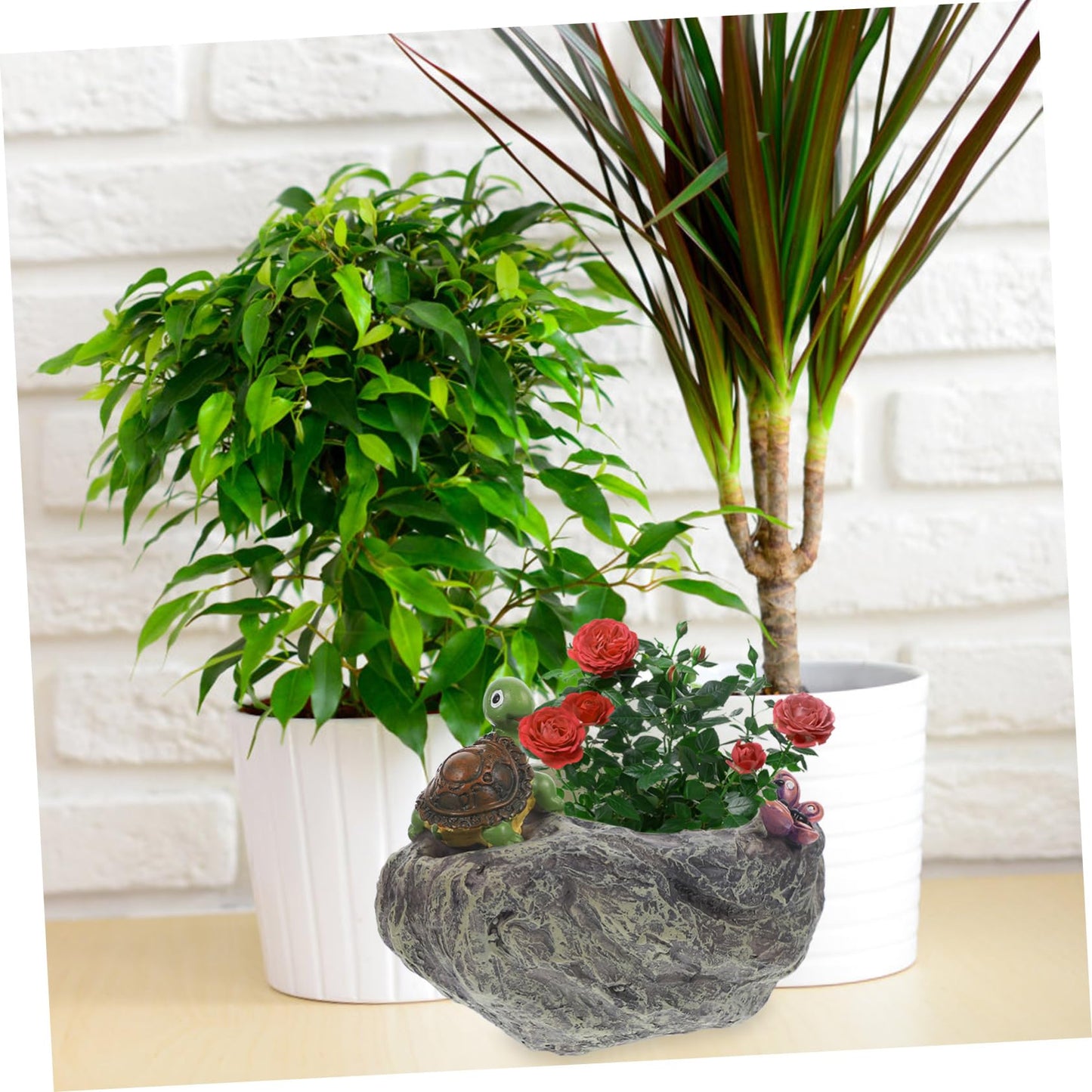 BAZEITFLOW Creative Turtle Resin Flowerpot Decor for Outdoor Landscaping Compact Plant Container with Lovely Design for Garden Patio and Balcony