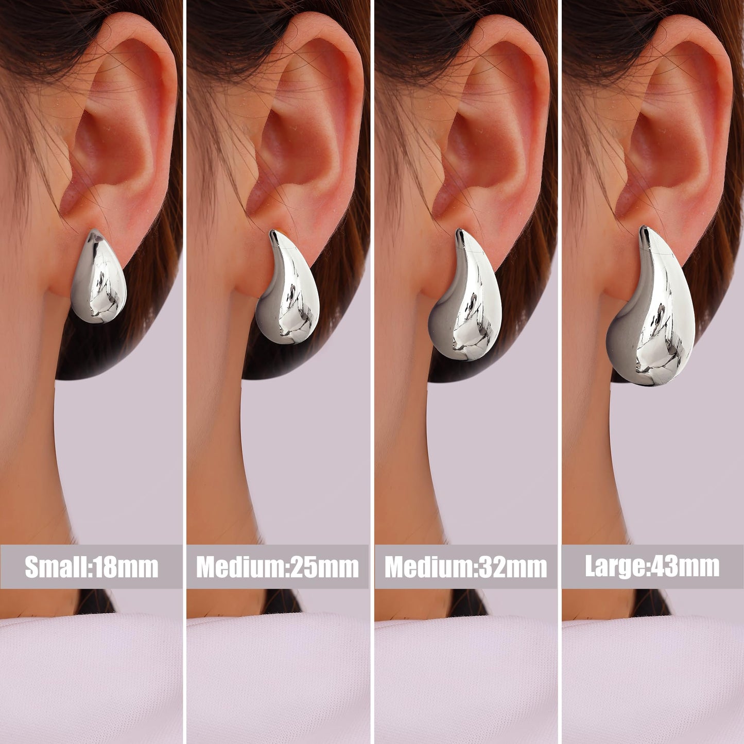 Gacimy Silver Tone Teardrop Earrings Dupes for Women, Chunky Drop Earrings for Women with 925 Sterling Silver Post, 0.7 Inches
