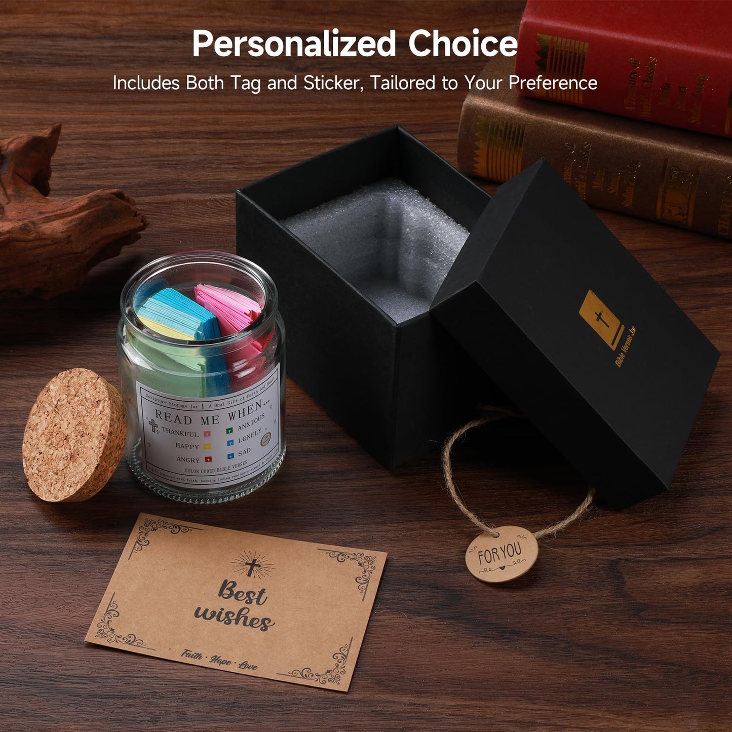 Bible Jar with Lid, Read Me When Bible Verses Jar for Emotions, Inspirational Scripture Storage for Bible Study & Prayer, Christian Gifts for Women and Men, Birthday Gift for Mom Father