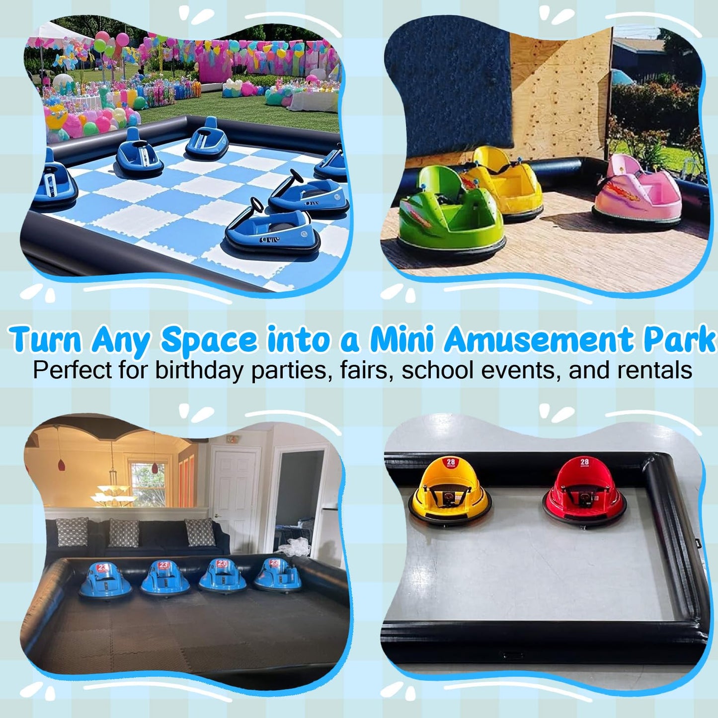 CZGBRO Inflatable Bumper Car Racing Track - Mini Inflatable Race Track with Pump Go Kart Race Pipe Without Bottom(Black, 10 * 10FT)