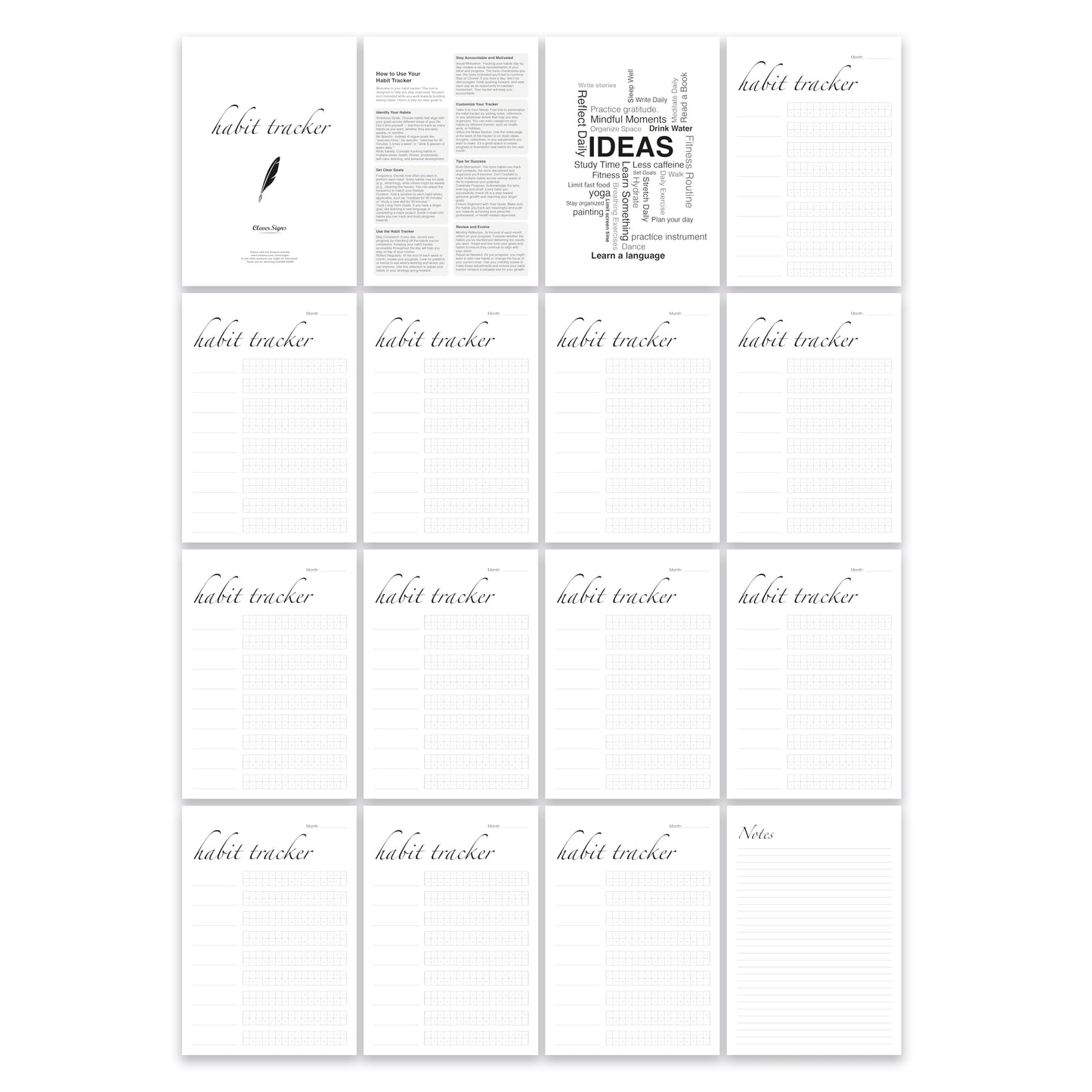 Habit Tracker Calendar (Undated 12 Month) with Silver Spiral Bound and Hanger, 7"x10" Habit Planner, Daily Weekly and Monthly Habit Tracker Journal, Habit Calendar, Colorful Layout.