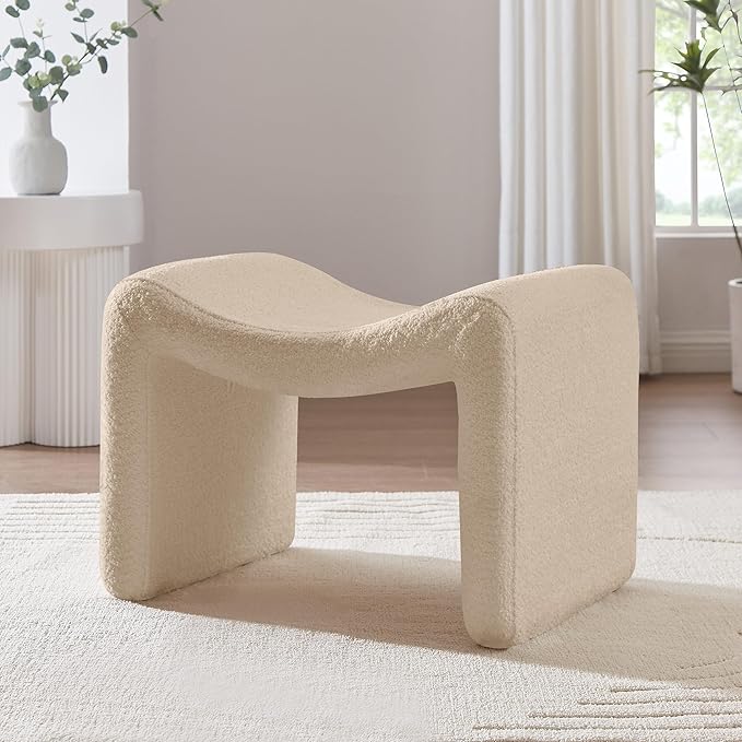 VANOMi Large Footstool Ottoman, Multi-Functional Modern Foot Stool, Sofa Footrest Extra Seating for Living Room, Entryway, Hallways and Bedrooms, Large, Camel